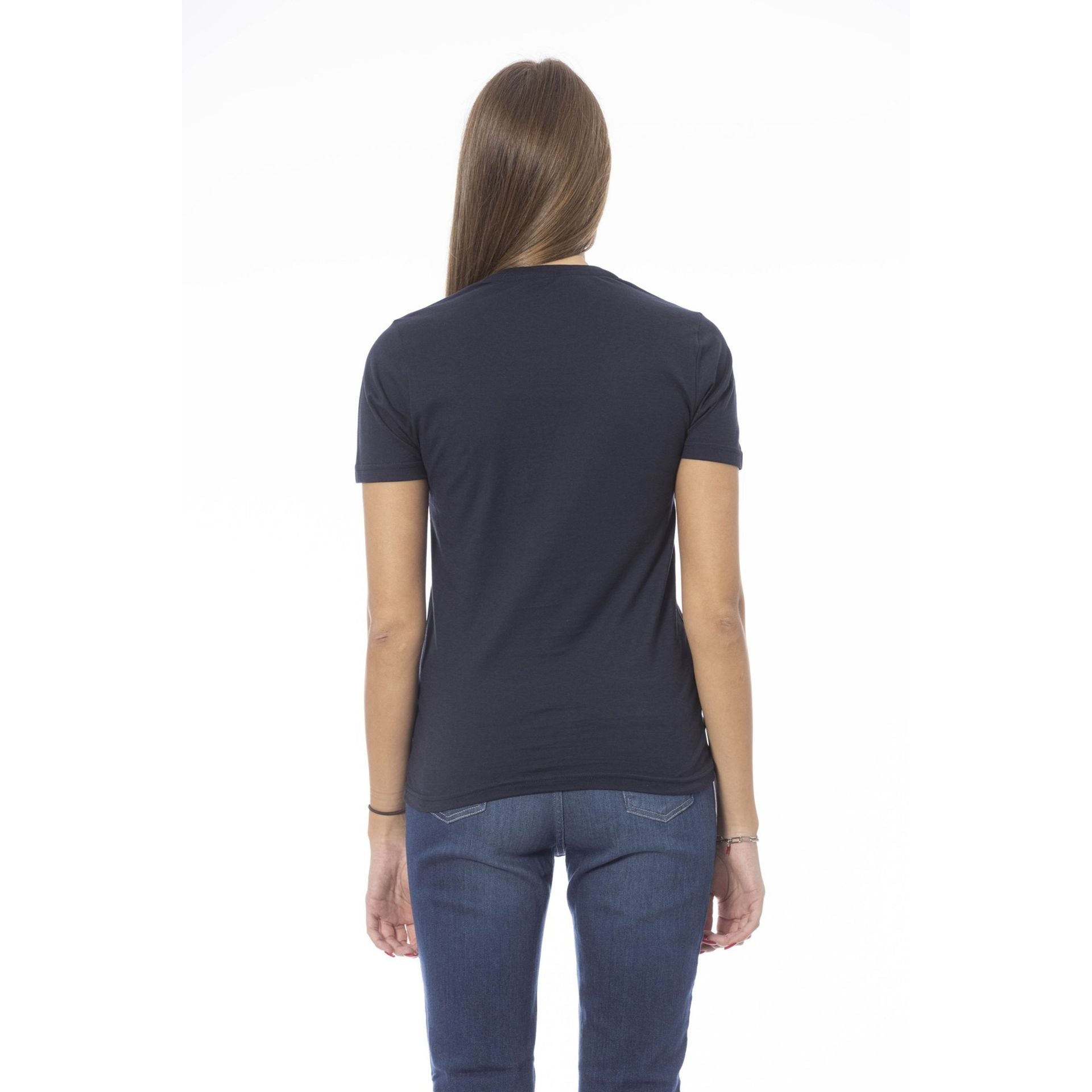 Дамска тениска Women’s cotton t-shirt Baldinini Trend TSD02 MANTOVA BLUNAVY back view