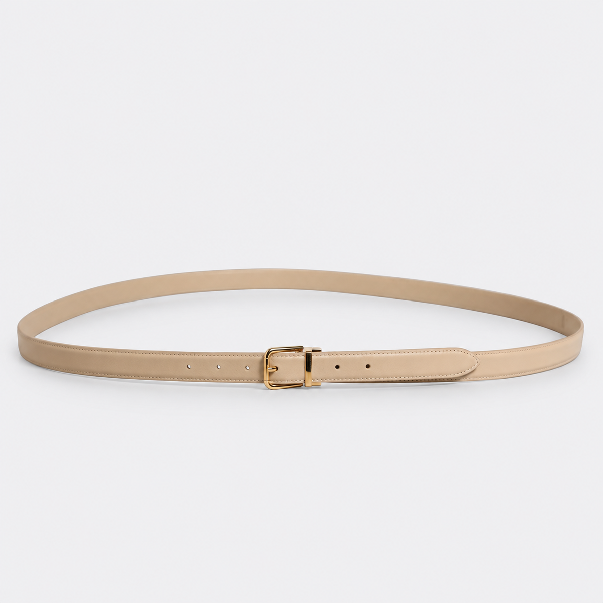 Dolce & Gabbana Beige Leather Double Wrap Gold Buckle Belt - studio view 3