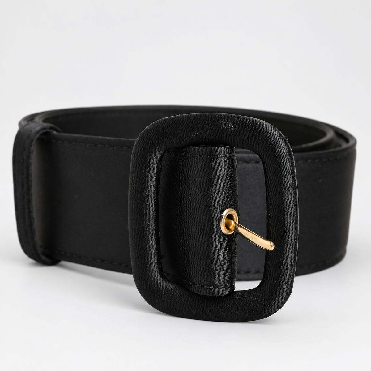 Dolce & Gabbana Black Wide Fabric Covered Buckle Waist Belt - BE1623 AQ705 - studio view 2