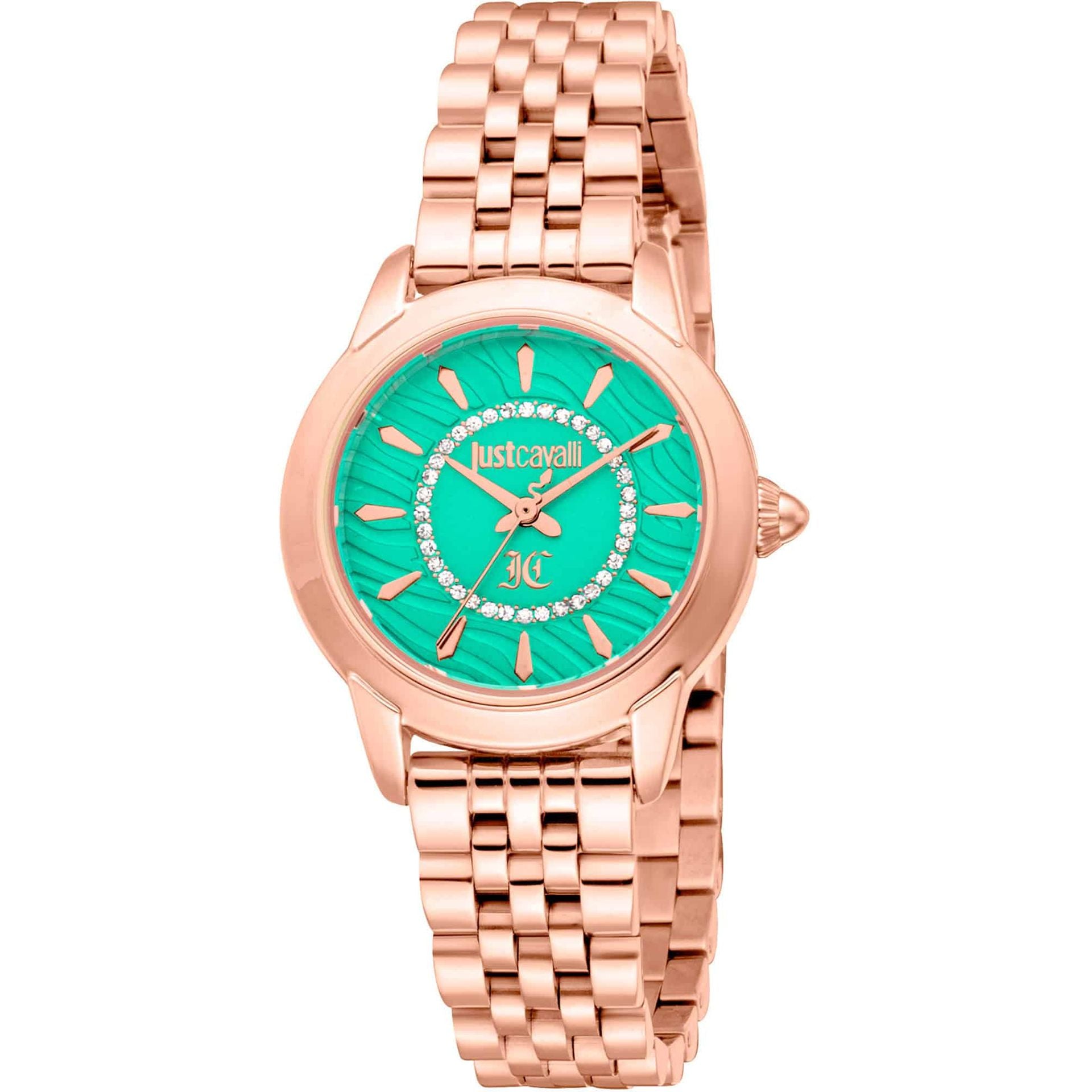Дамски часовник Women’s watch Just Cavalli Animalier JC1L333 Allegra JC1L333M0045 Rose Gold Turquoise