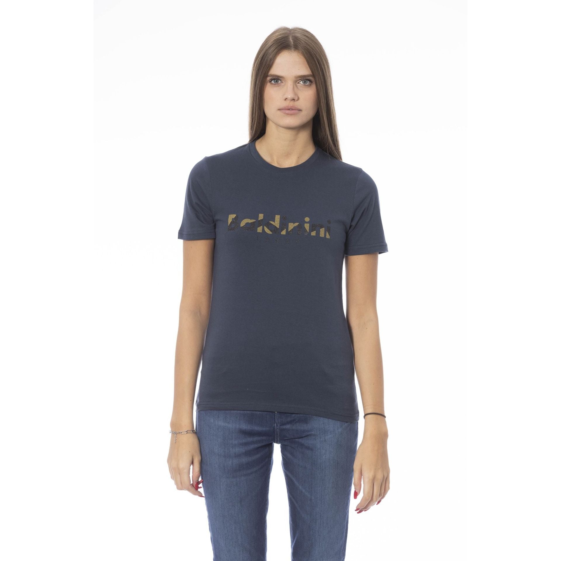 Дамска тениска в тъмносиньо Women’s t-shirt Baldinini Trend TSD04 MANTOVA BLU1-4 front view