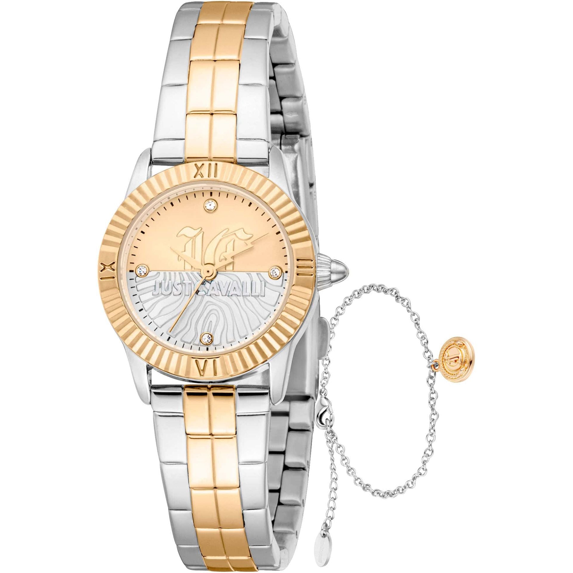 Комплект дамски часовник и гривна Women’s watch Just Cavalli SET Mini Raffinata JC1L328M0075 Two Tones Yellow Gold