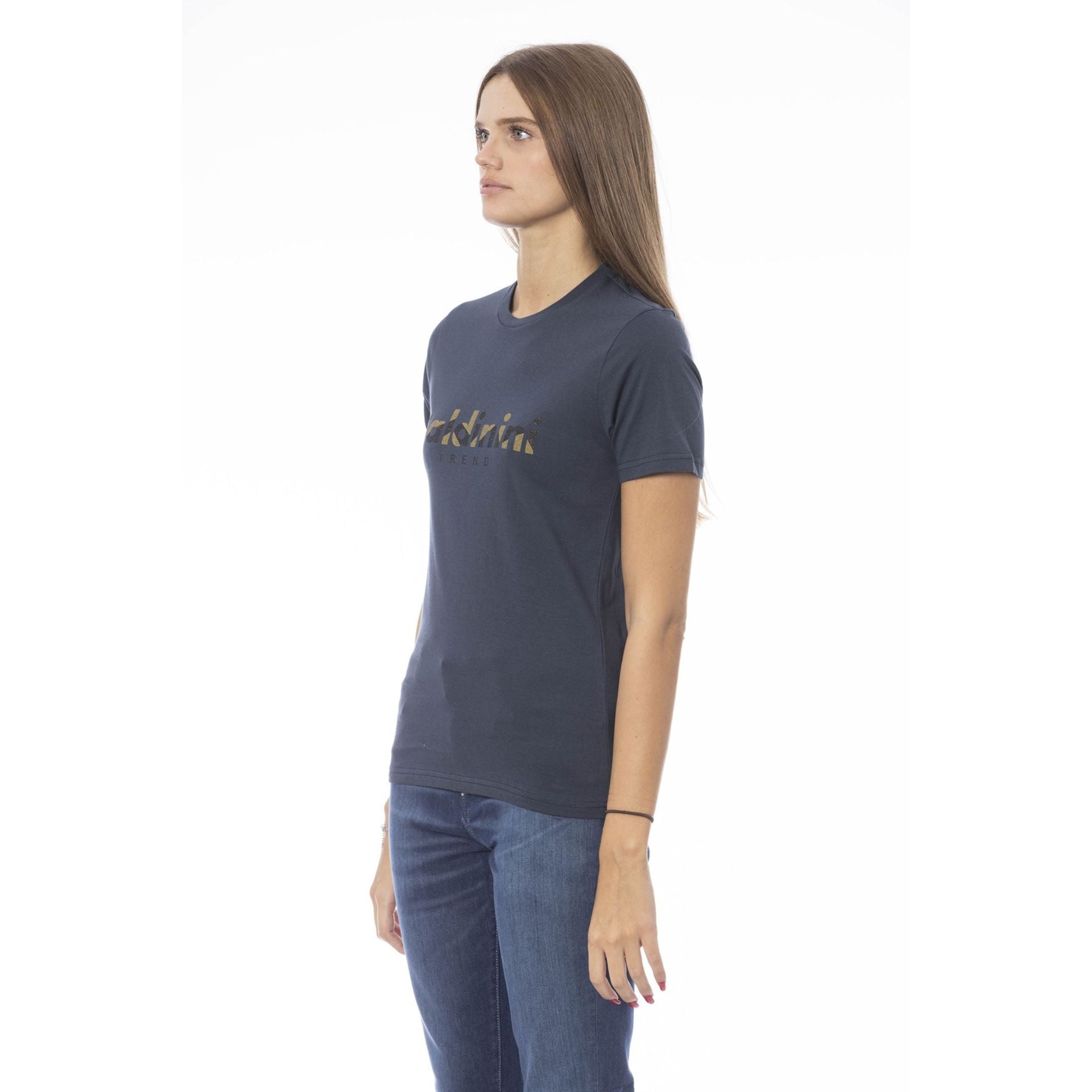 Дамска тениска в тъмносиньо Women’s t-shirt Baldinini Trend TSD04 MANTOVA BLU1-4 angled view