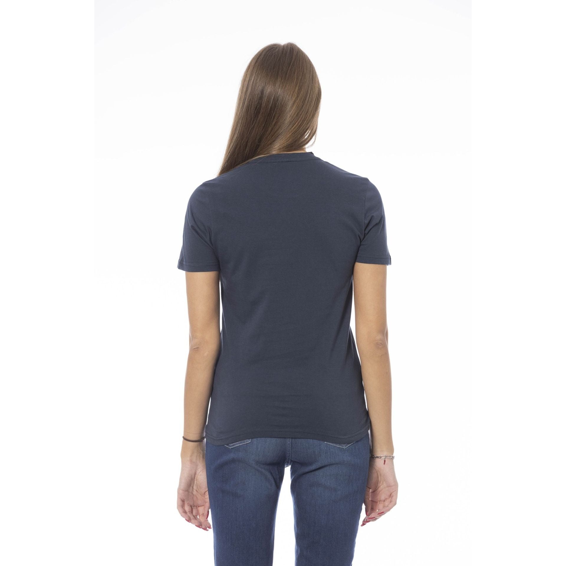 Дамска тениска в тъмносиньо Women’s t-shirt Baldinini Trend TSD04 MANTOVA BLU1-4 back view