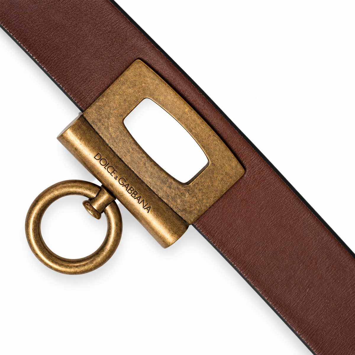 Men's belt Dolce & Gabbana SKU: BC4594 AW844 gold ring detail close up view