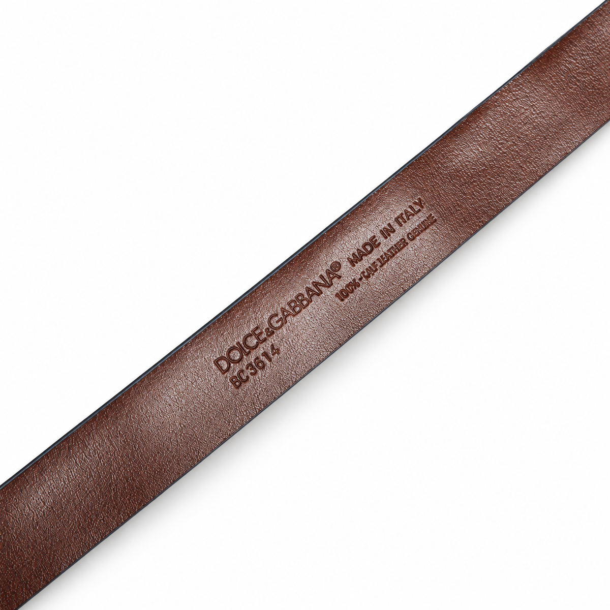 Men's belt Dolce & Gabbana SKU: BC3614 A2274 back logo stamp close-up
