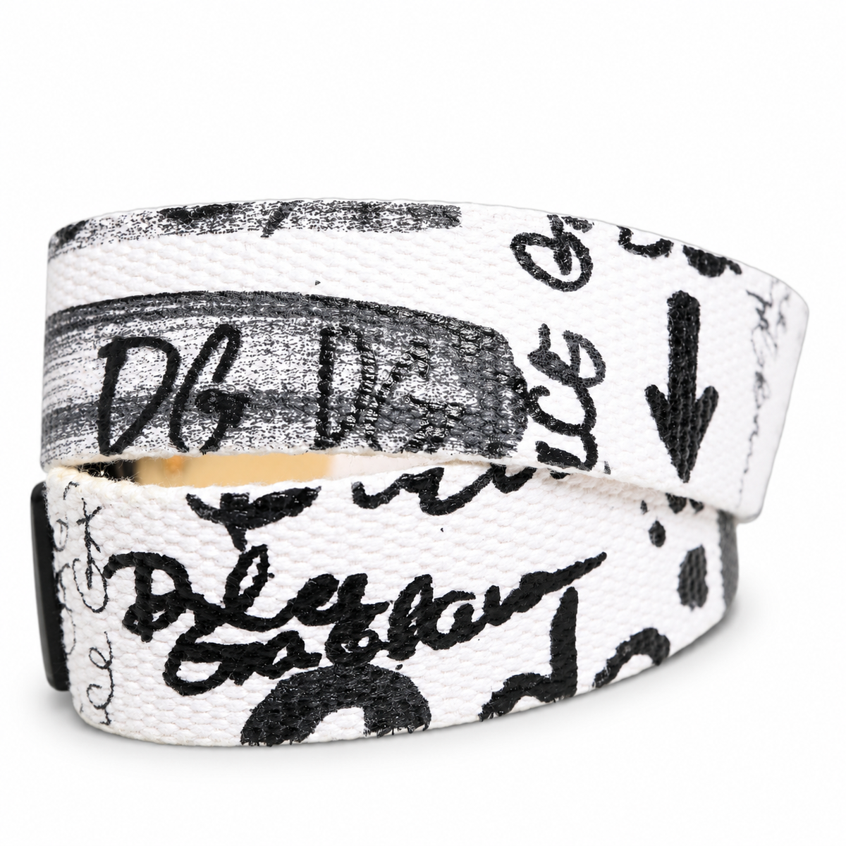 Men's belt Dolce & Gabbana SKU: BC4612 AO805 graffiti print fabric close-up