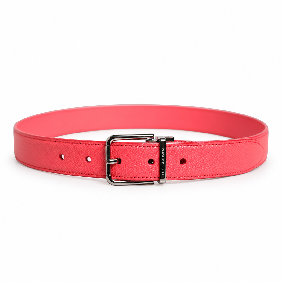 Dolce & Gabbana Pink Lambskin Leather Silver Metal Buckle Belt - BB6704 AV967 - view 5