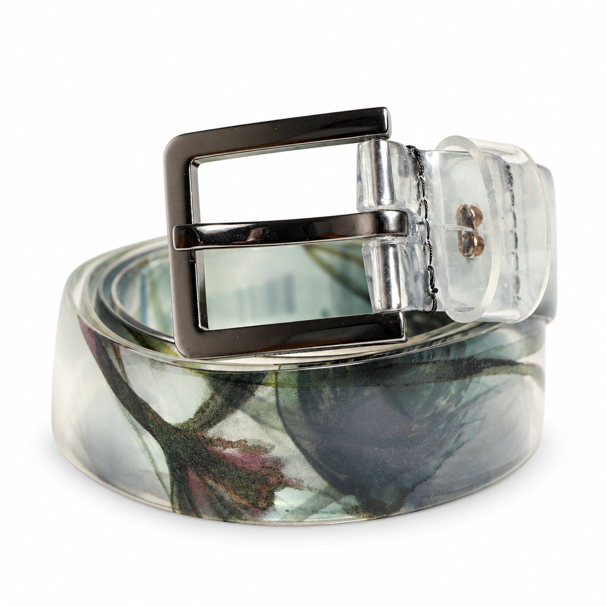 Dolce & Gabbana Men White Floral PVC Silver Metal Buckle Belt - BC4463 A0044 - view 1