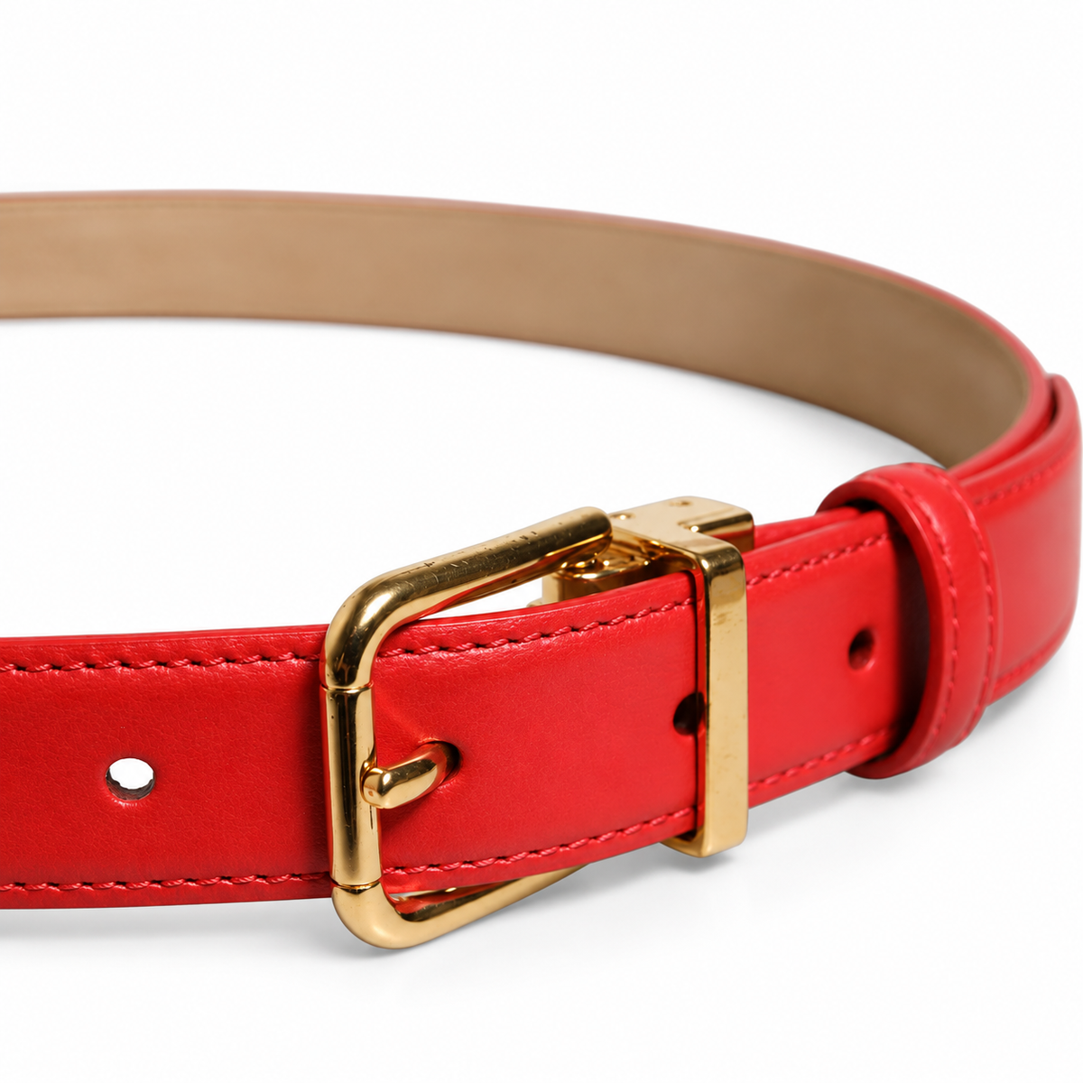 Dolce & Gabbana Red Leather Gold Metal Buckle Cintura Belt - BE1390 AW530 - view 4