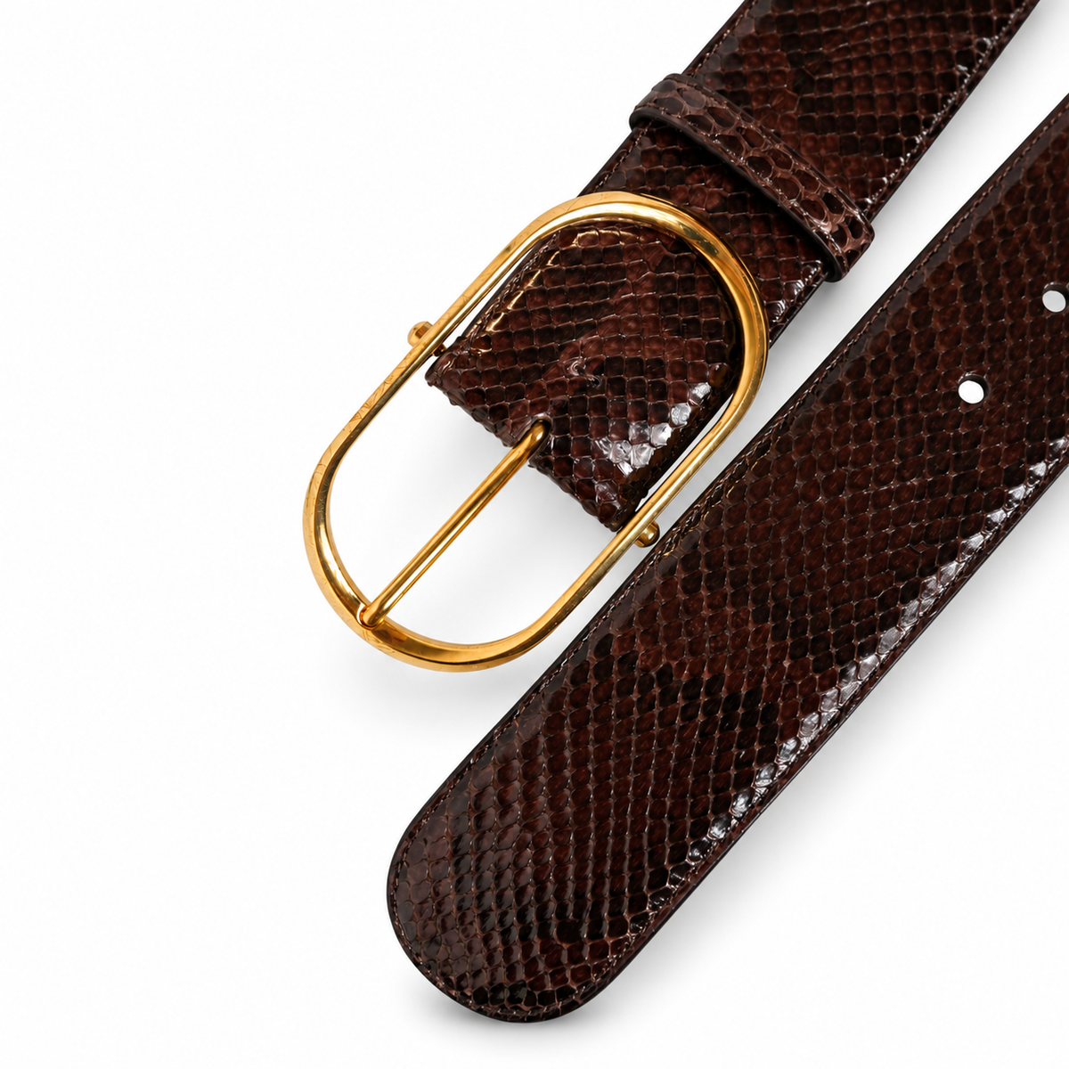 Dolce & Gabbana Brown Python Leather Gold Metal Buckle Belt - BE1401 A2W34 87295 - view 1