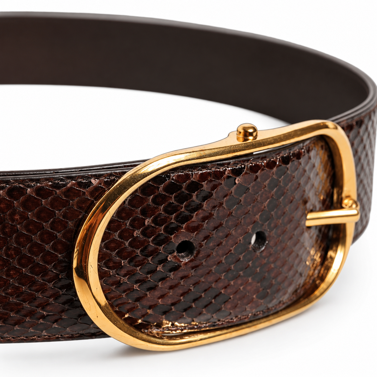 Dolce & Gabbana Brown Python Leather Gold Metal Buckle Belt - BE1401 A2W34 87295 - view 5