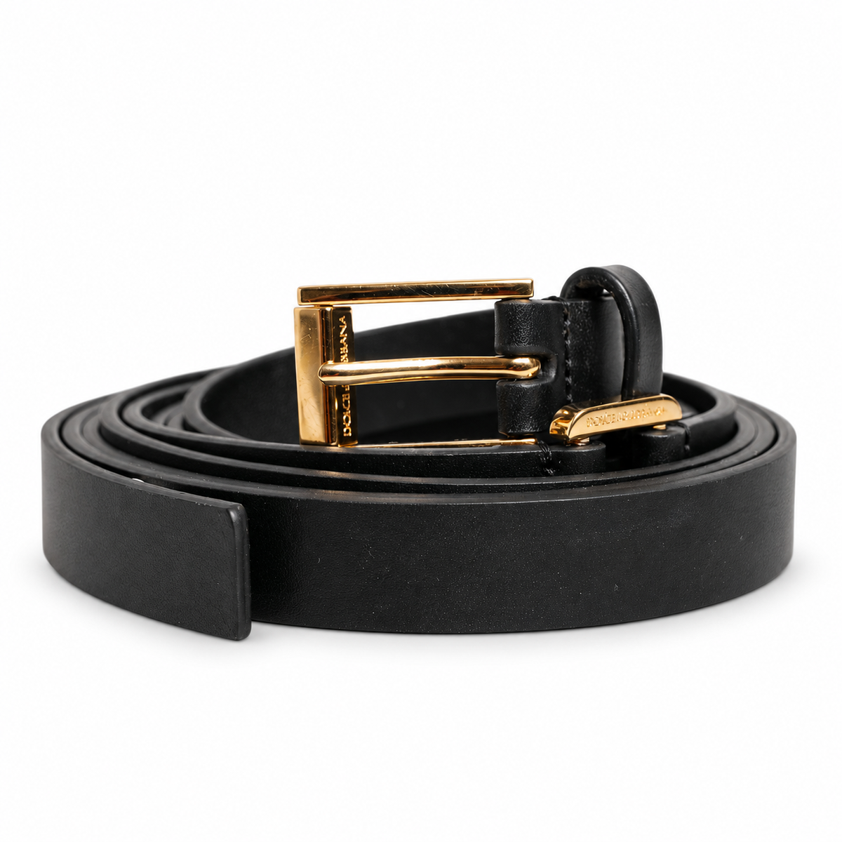Dolce & Gabbana Black Double Strap Leather Gold Buckle Belt - BC4495 AX622 - view 1