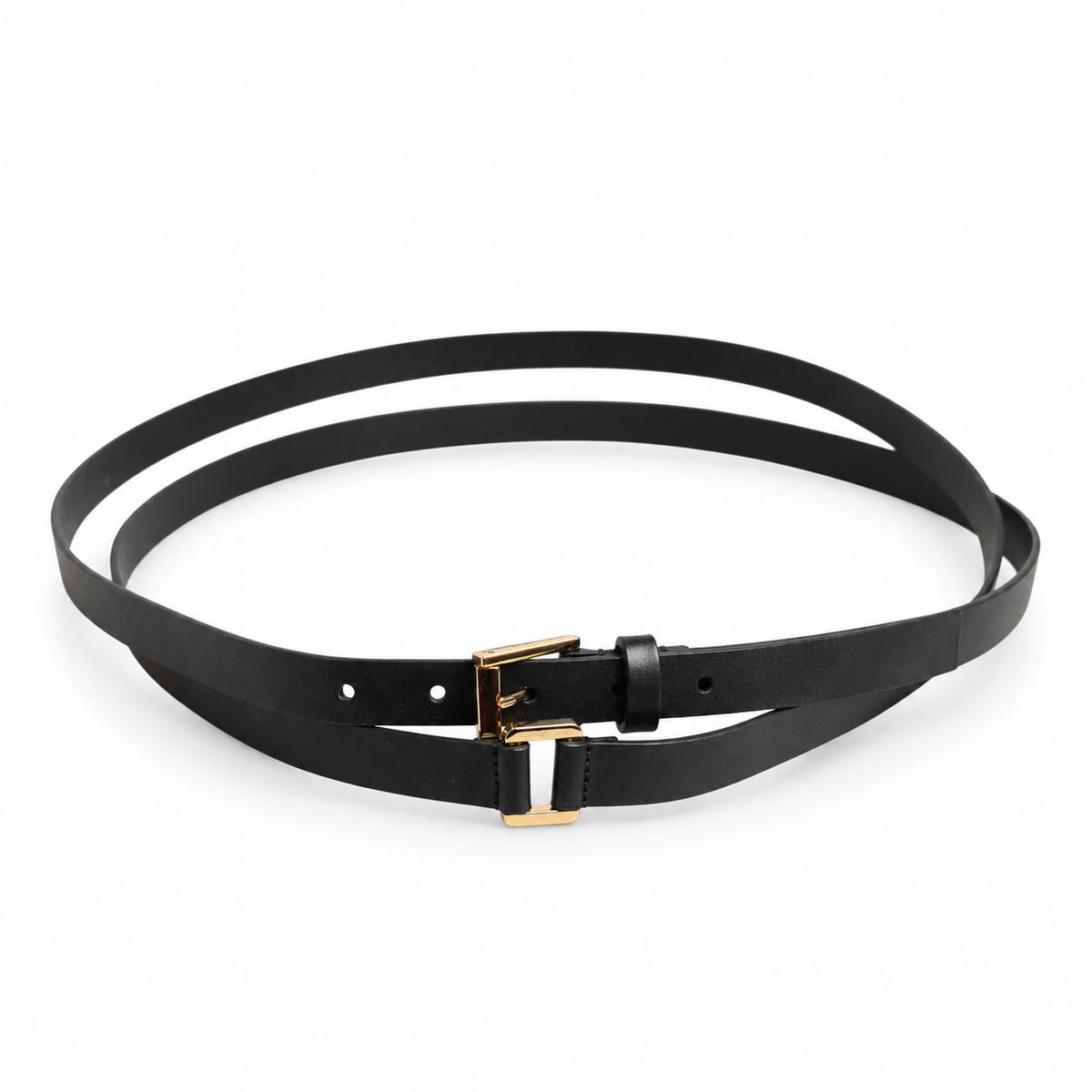 Dolce & Gabbana Black Double Strap Leather Gold Buckle Belt - BC4495 AX622 - view 3