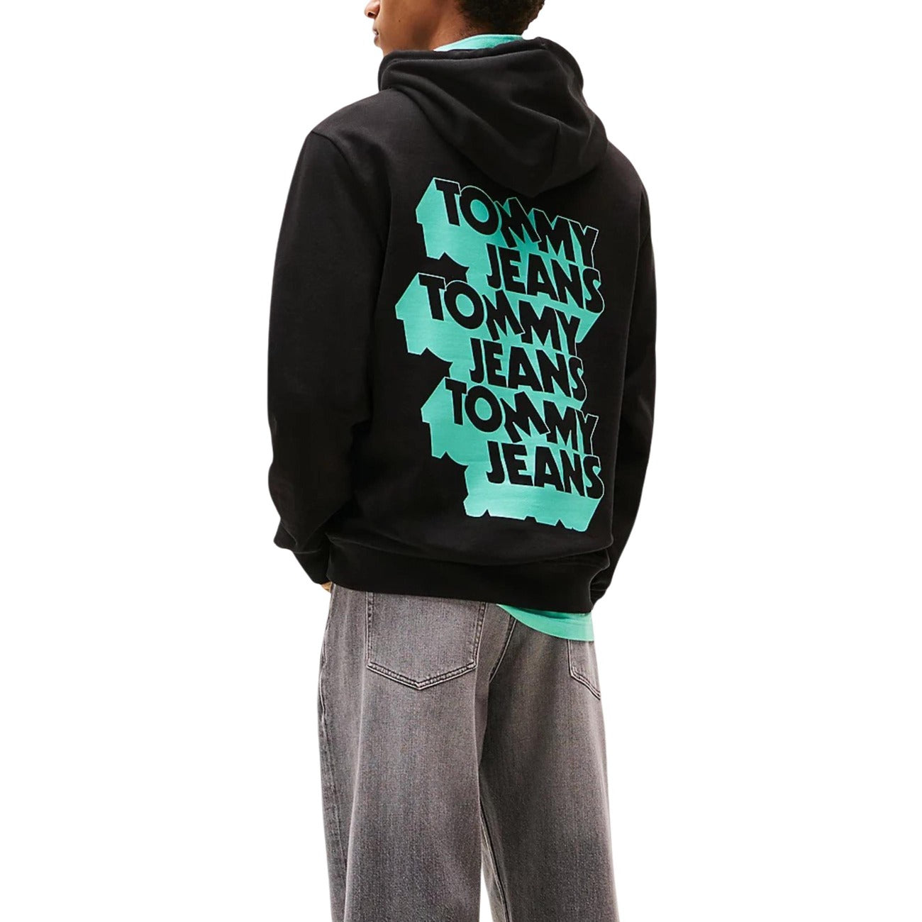 Мъжко черно худи Tommy Hilfiger Jeans Men Hoodie DM0DM21625 Back View