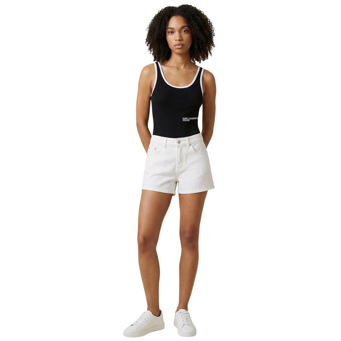 Дамски дънкови къси панталони Karl Lagerfeld Jeans Women Denim Shorts B2W10066 100 Front View