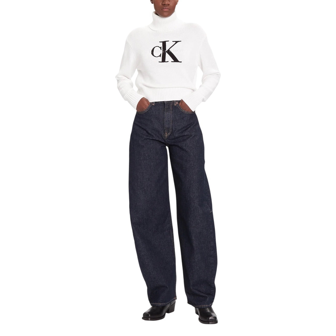 Мъжки бял пуловер Calvin Klein Jeans Women Sweater LV047D354G Front View