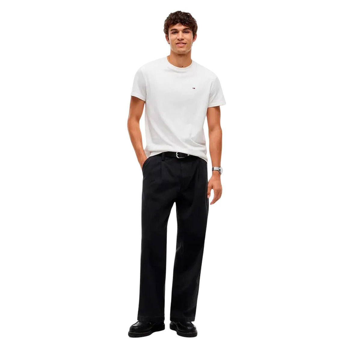 Мъжка бяла тениска Tommy Hilfiger Jeans Men T-shirt DM0DM22504 YBR Front View