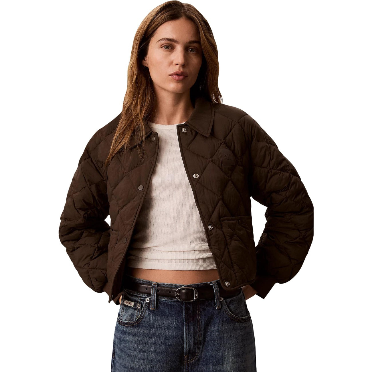Дамско кафяво яке Calvin Klein Jeans Women Jacket LV047G509G TO2 Front View