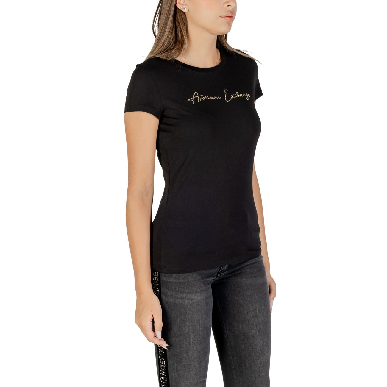 Дамска черна тениска Armani Exchange Women T-shirt XW001457 AF10356 Side View