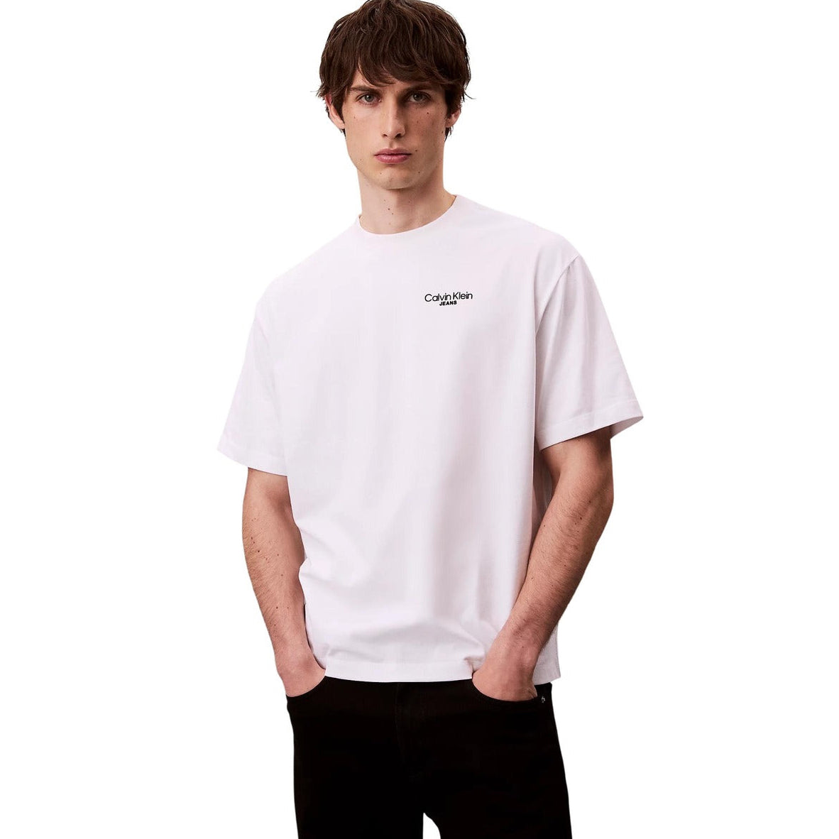 Мъжка бяла тениска Calvin Klein Men T-shirt LV04RD825G YAA Front View