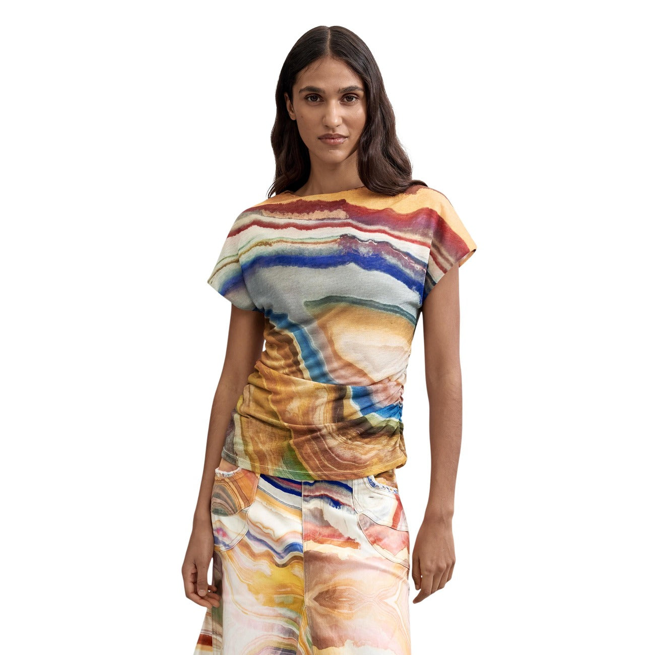 Дамска тениска Desigual Women T-shirt 26WWTK19 9019 Front View