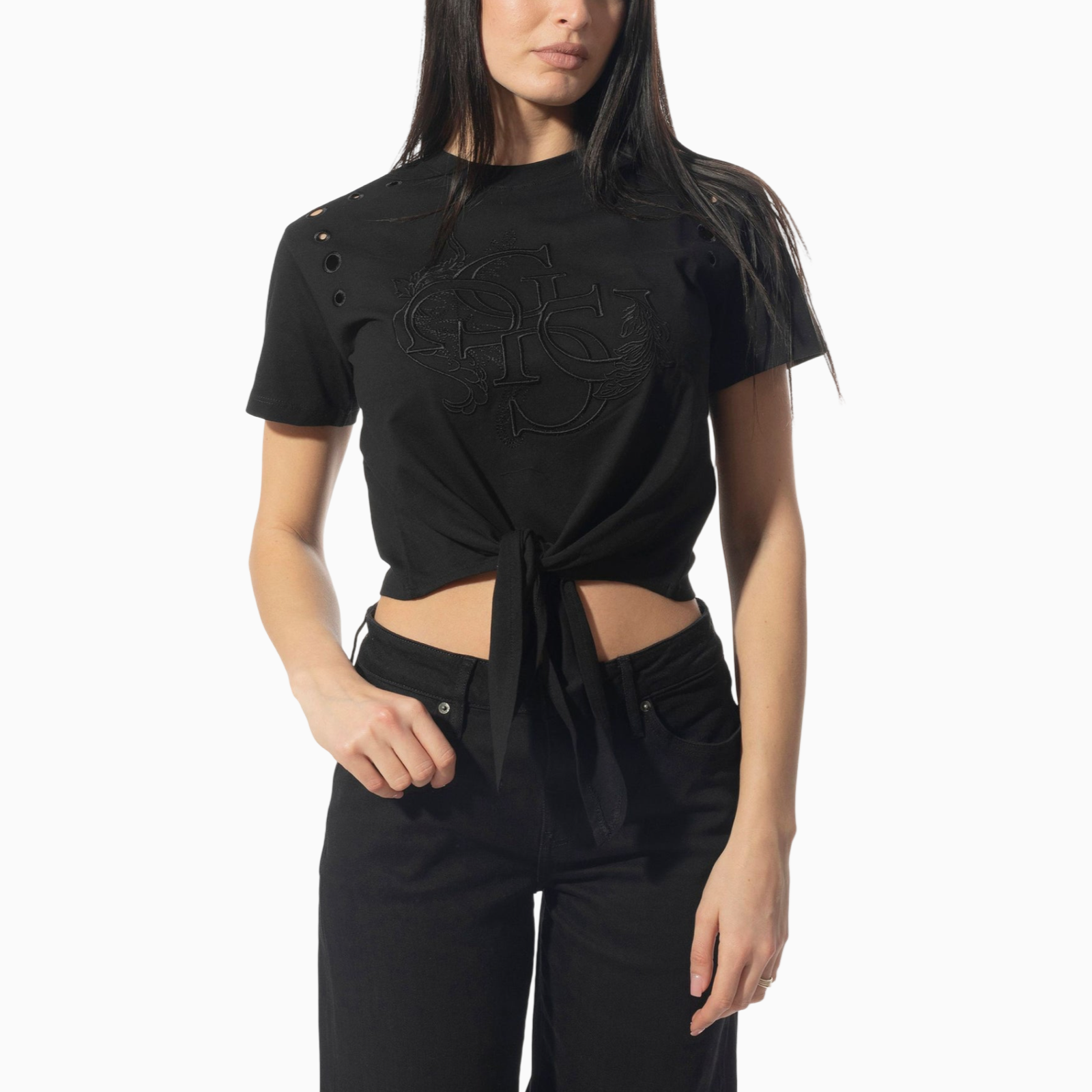 Дамска черна тениска Guess Women T-shirt W5GI18 I3Z14 Front View