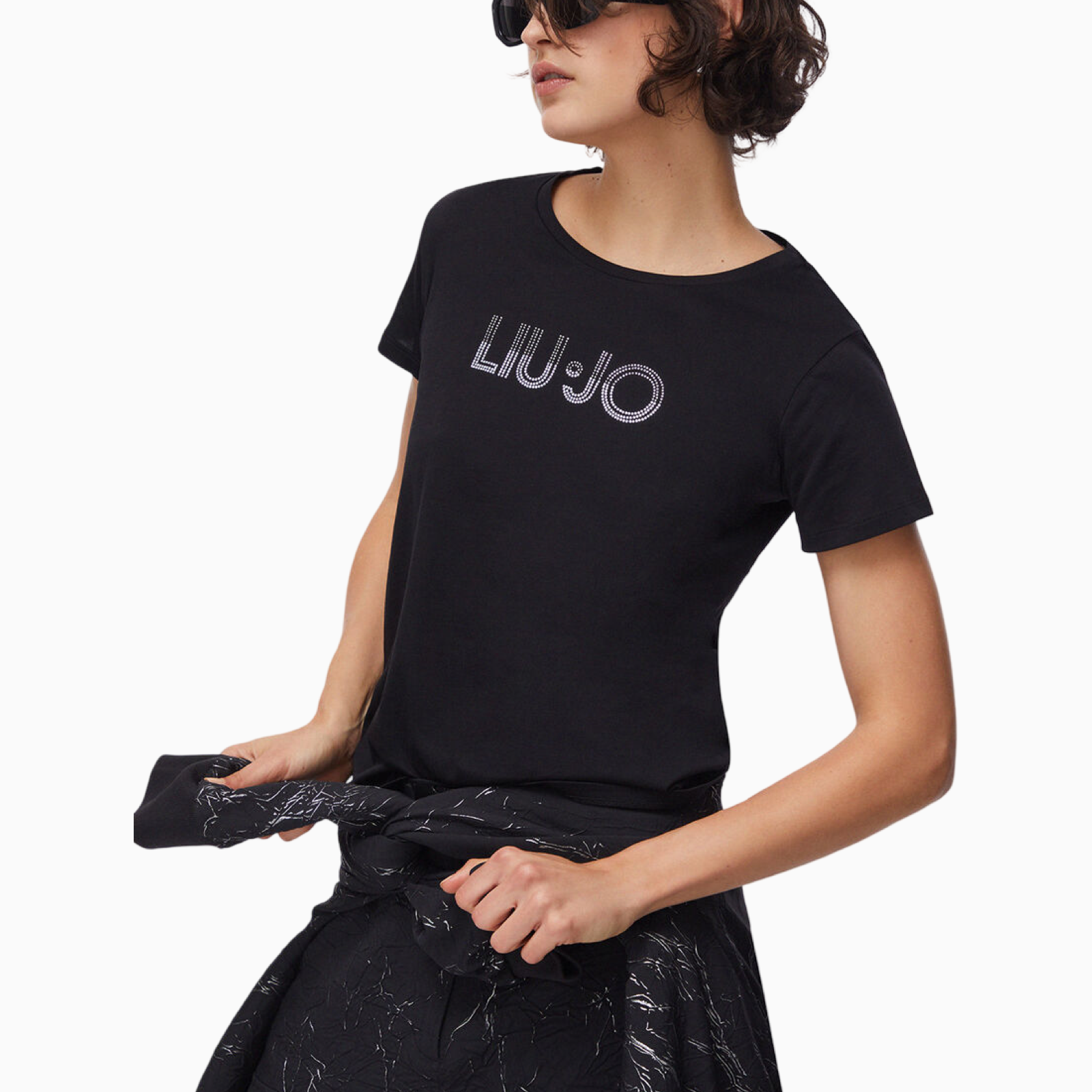 Дамска черна тениска Liu Jo Women T-shirt TA6056 JS923 W9415 Front View