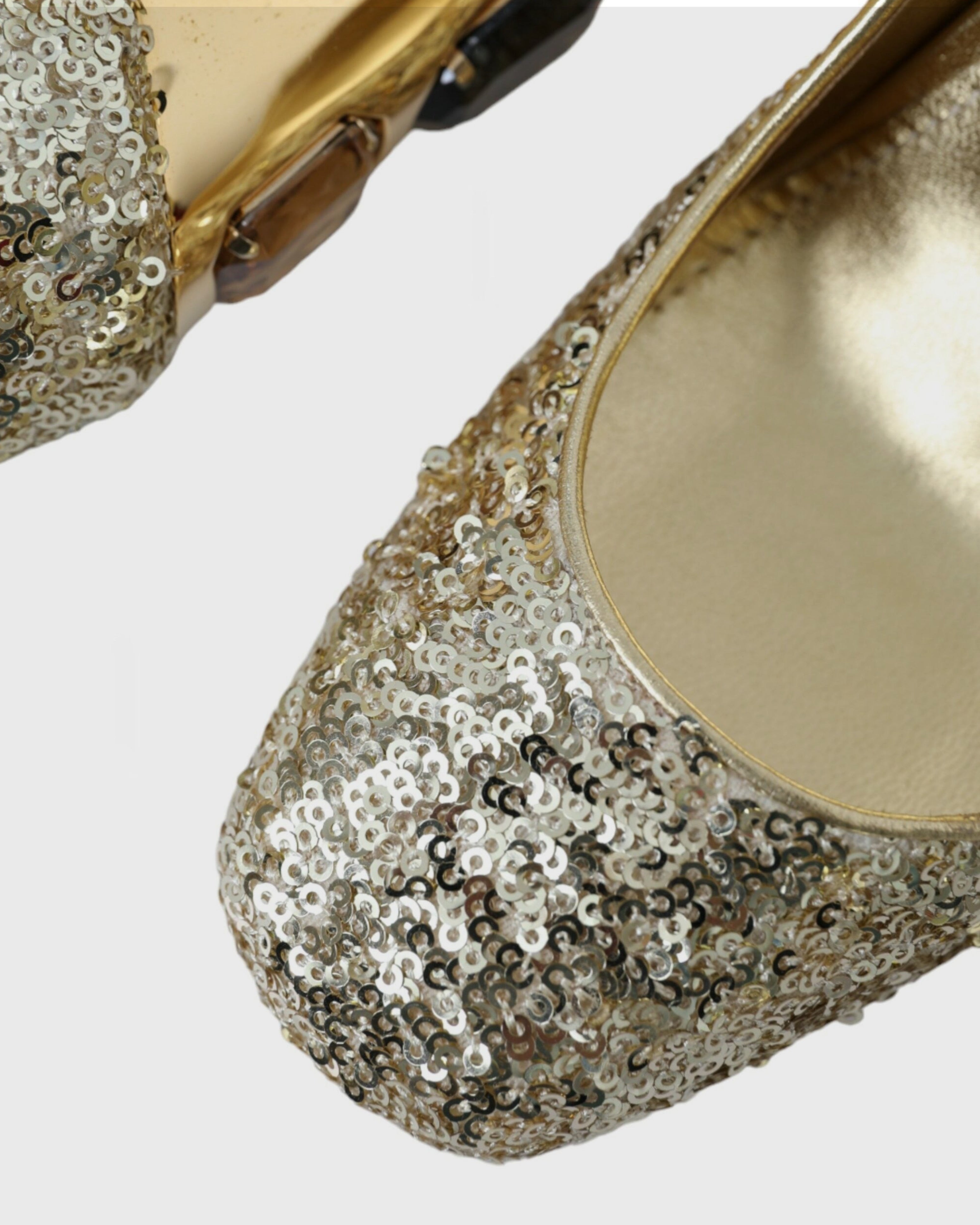 Dolce & Gabbana Gold Sequin Crystal Heels Pumps