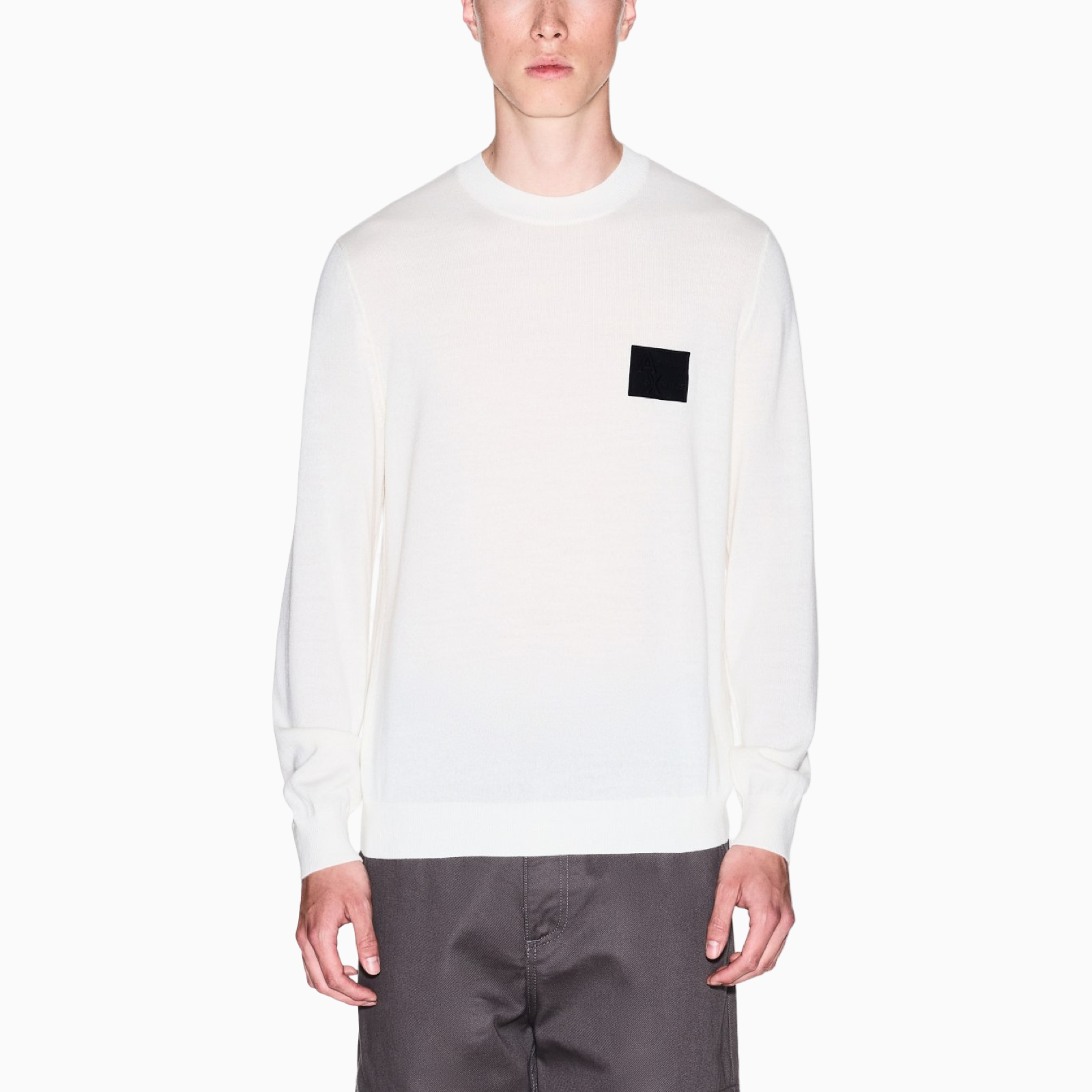 Мъжки бял пуловер Armani Exchange Men Sweater XM001329 AF11982 U0009 Front View