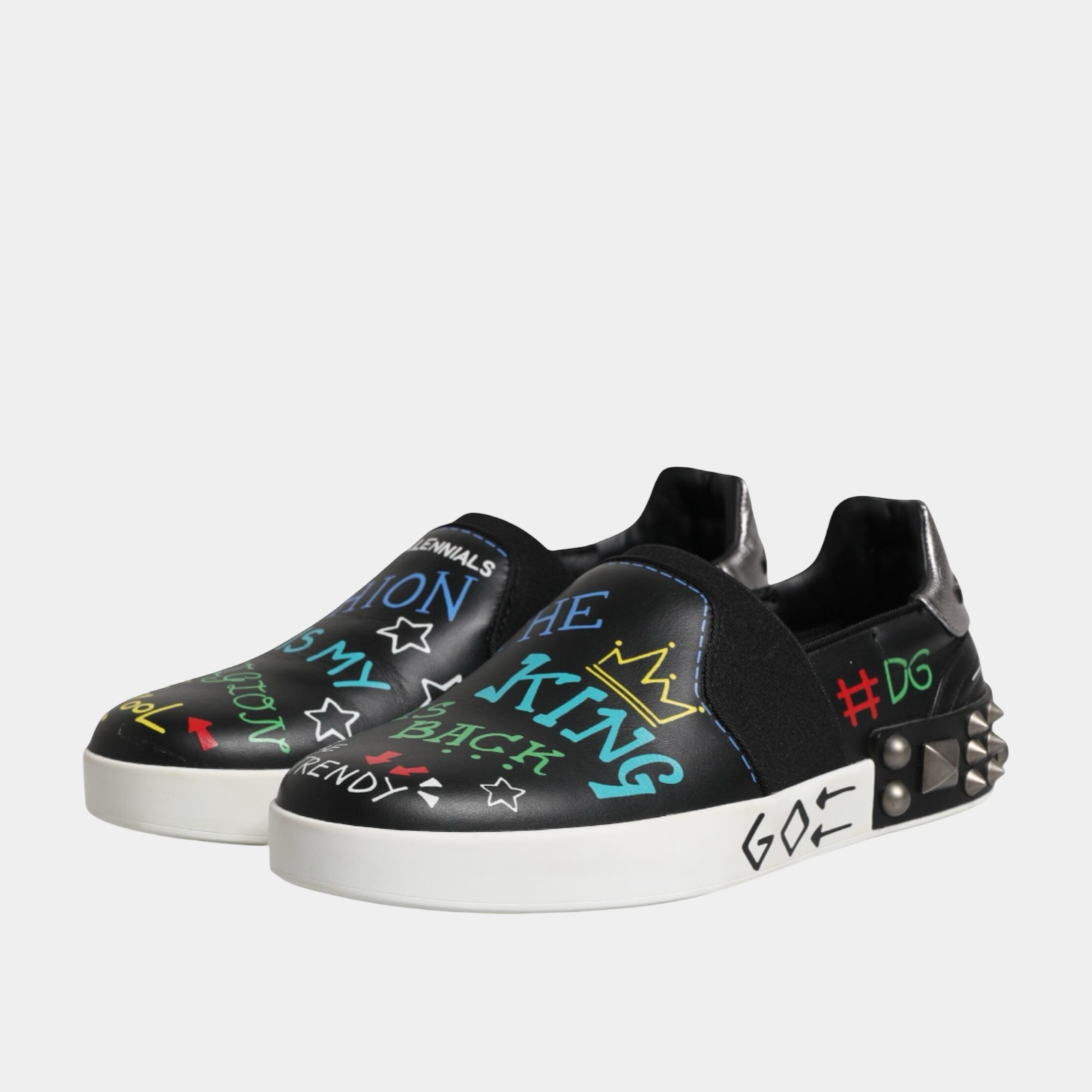 Dolce & Gabbana #Millennials Studded Graffiti Men Loafers