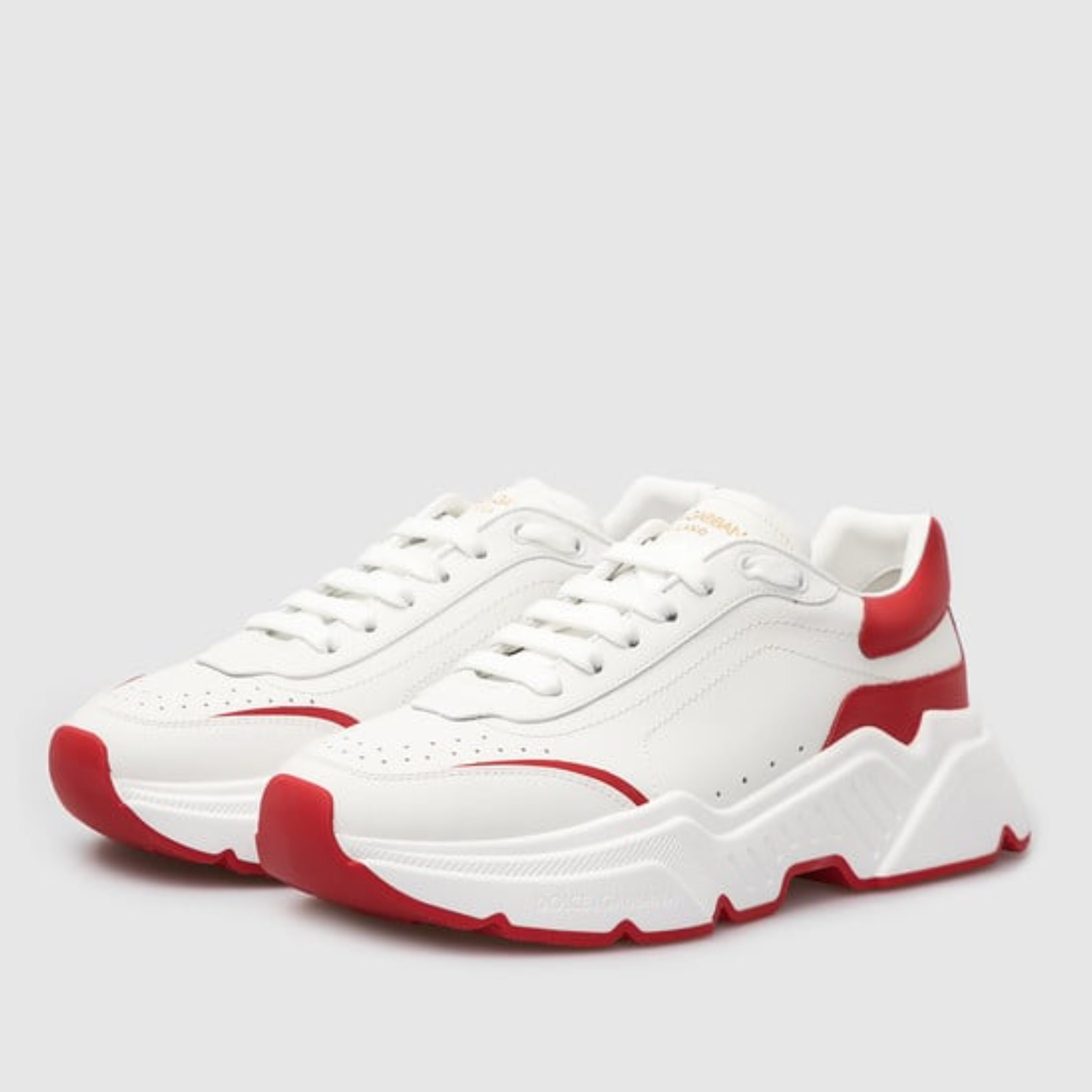 Мъжки кожени кецове DOLCE & GABBANA Daymaster Men’s Luxury Leather Sneakers in White/Red