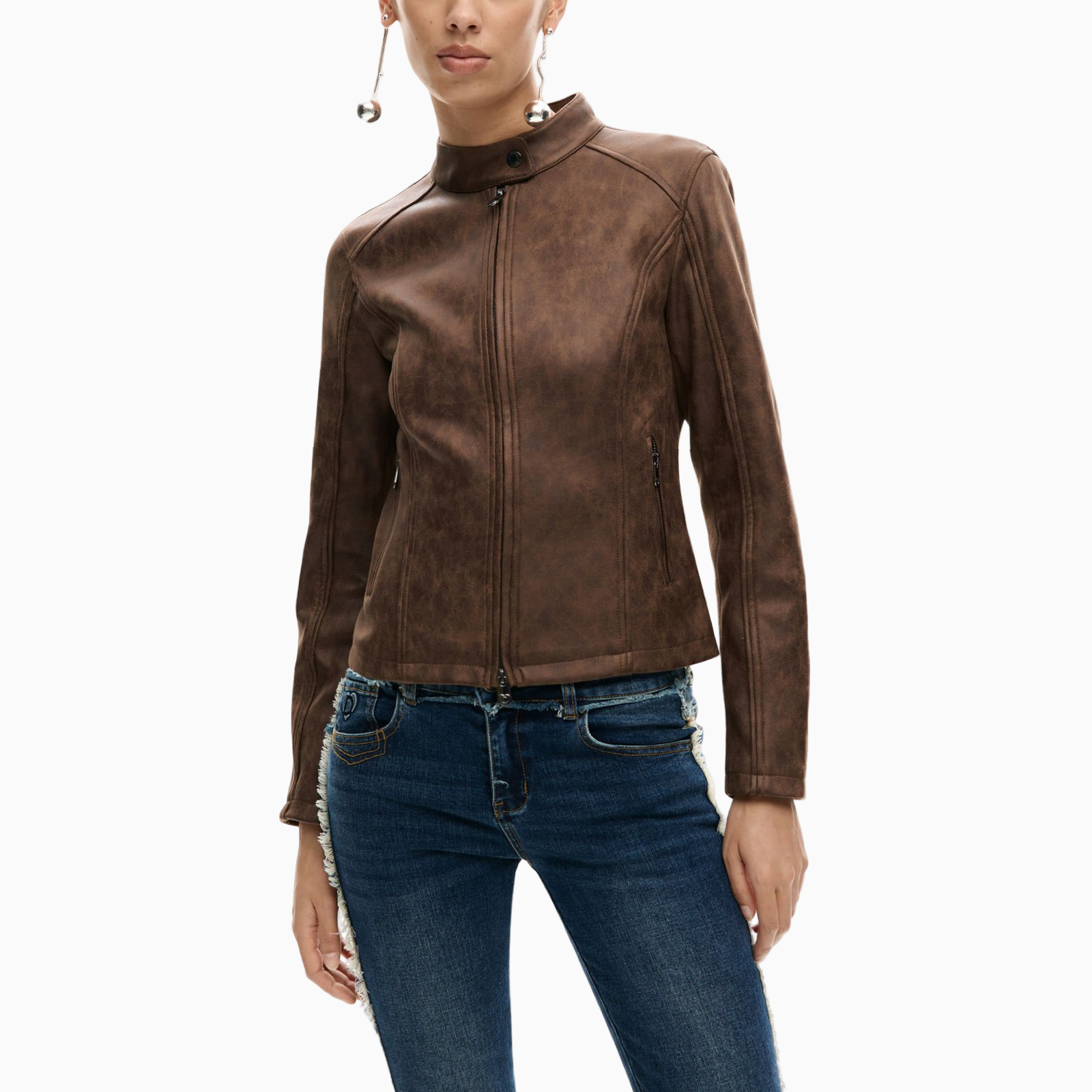 Дамско кафяво яке Desigual Women Jacket 26SWEW10 6029 Front View