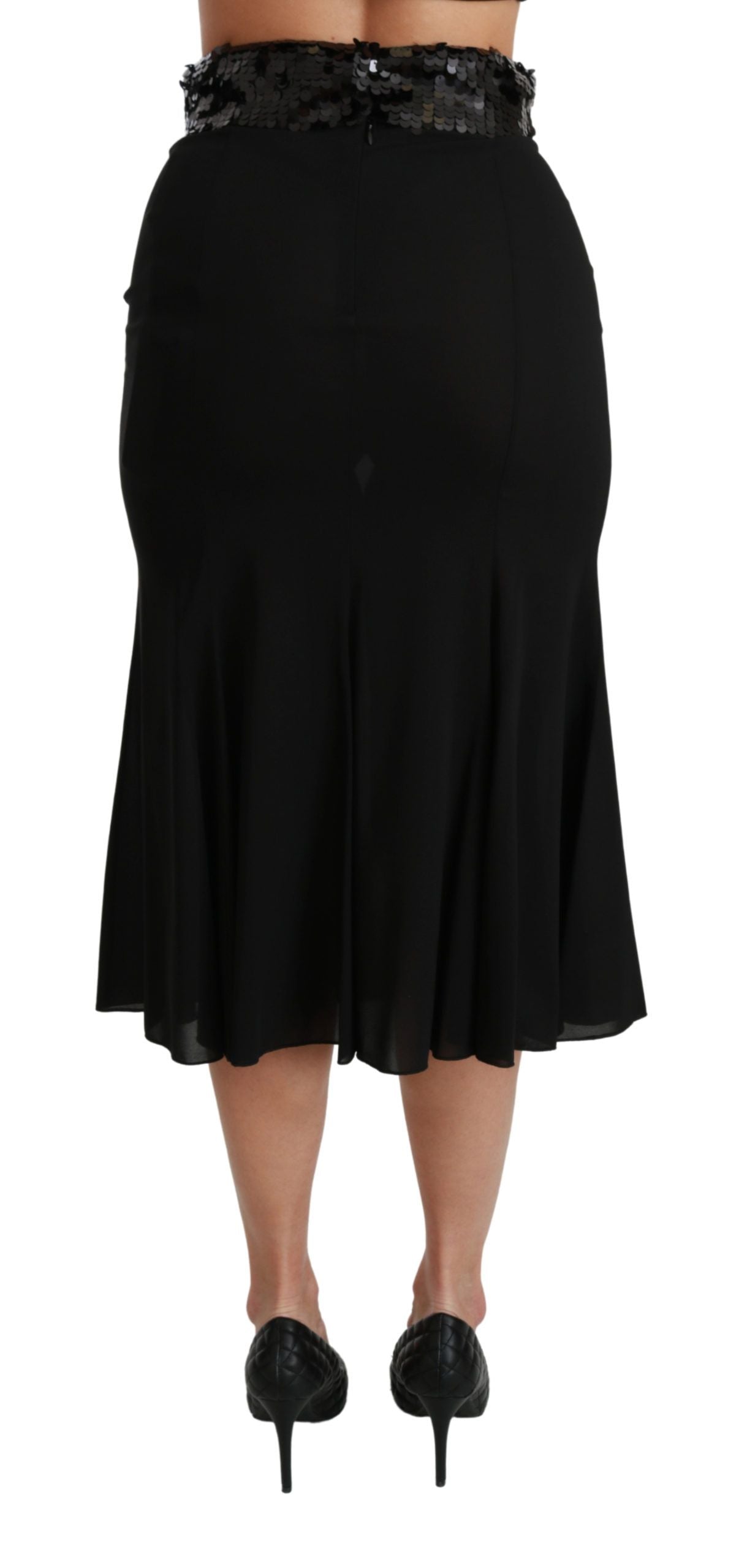 Dolce &amp; Gabbana Елегантна черна пола с пайети с висока талия