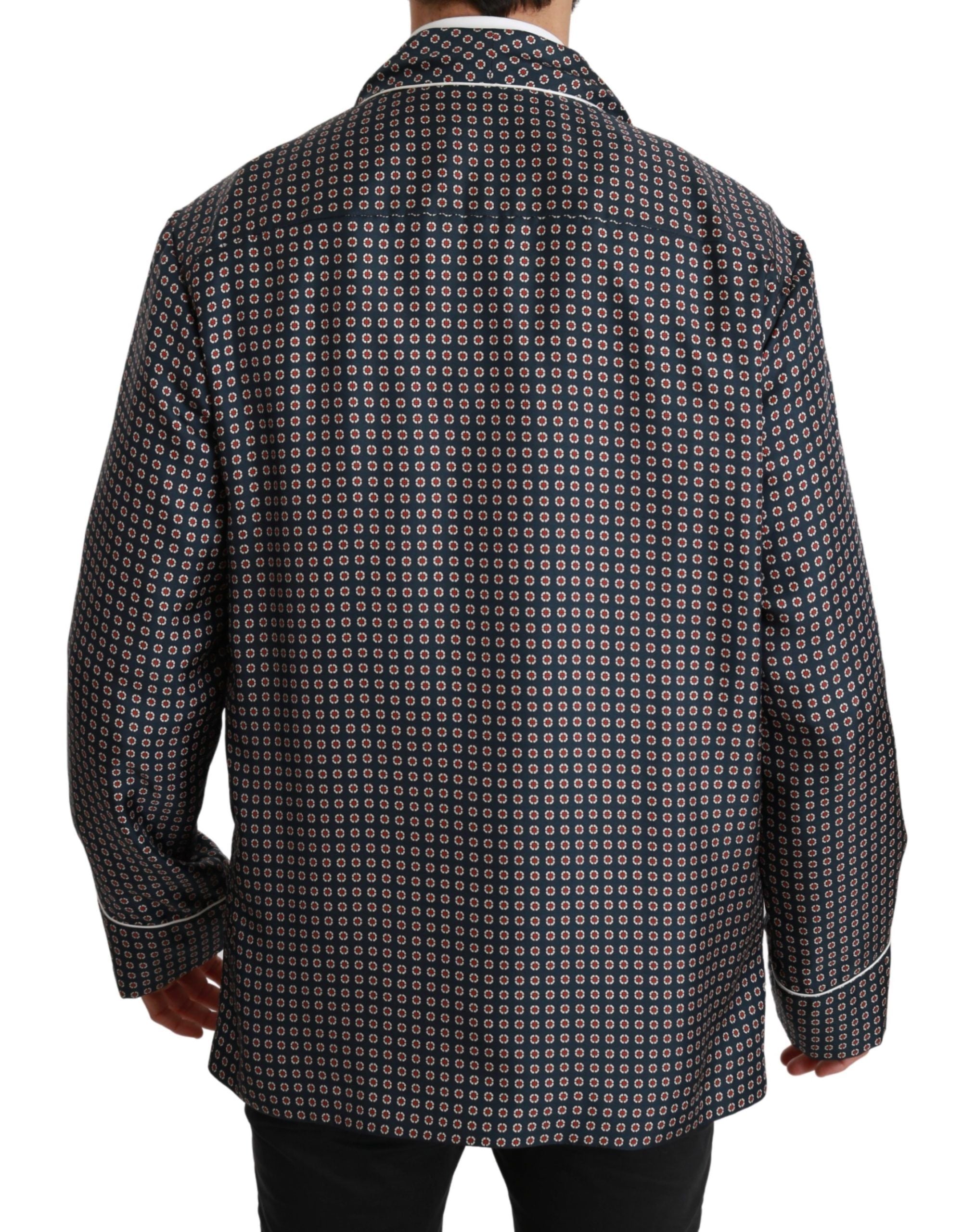 Dolce &amp; Gabbana Елегантно тъмносиньо копринено двуредно палто