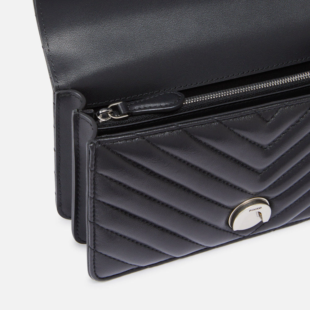 Black women's bag Pinko дамска черна чанта 100074A0GK-Z99O Inside view
