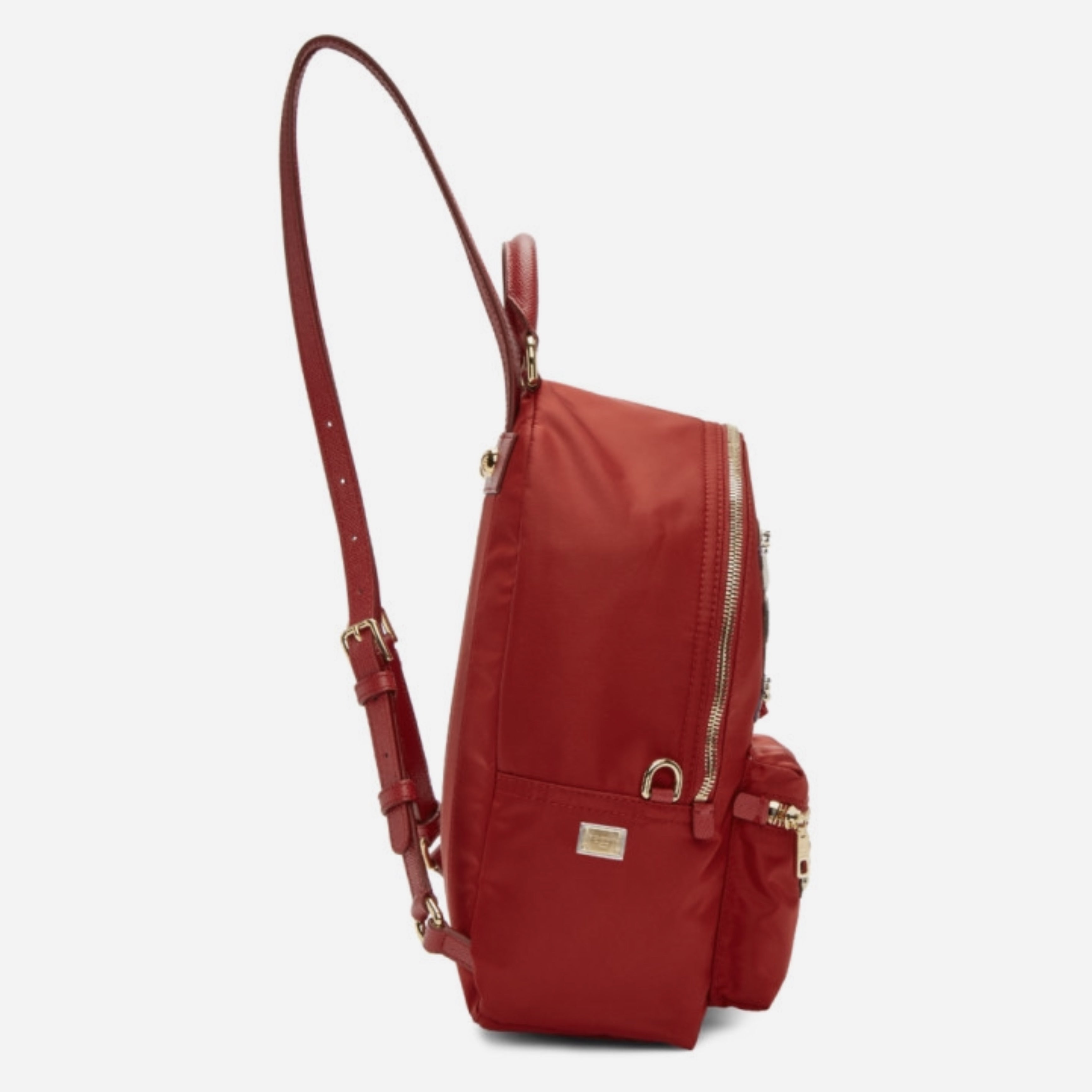 Dolce & Gabbana Embellished Red Backpack with Gold Detailing