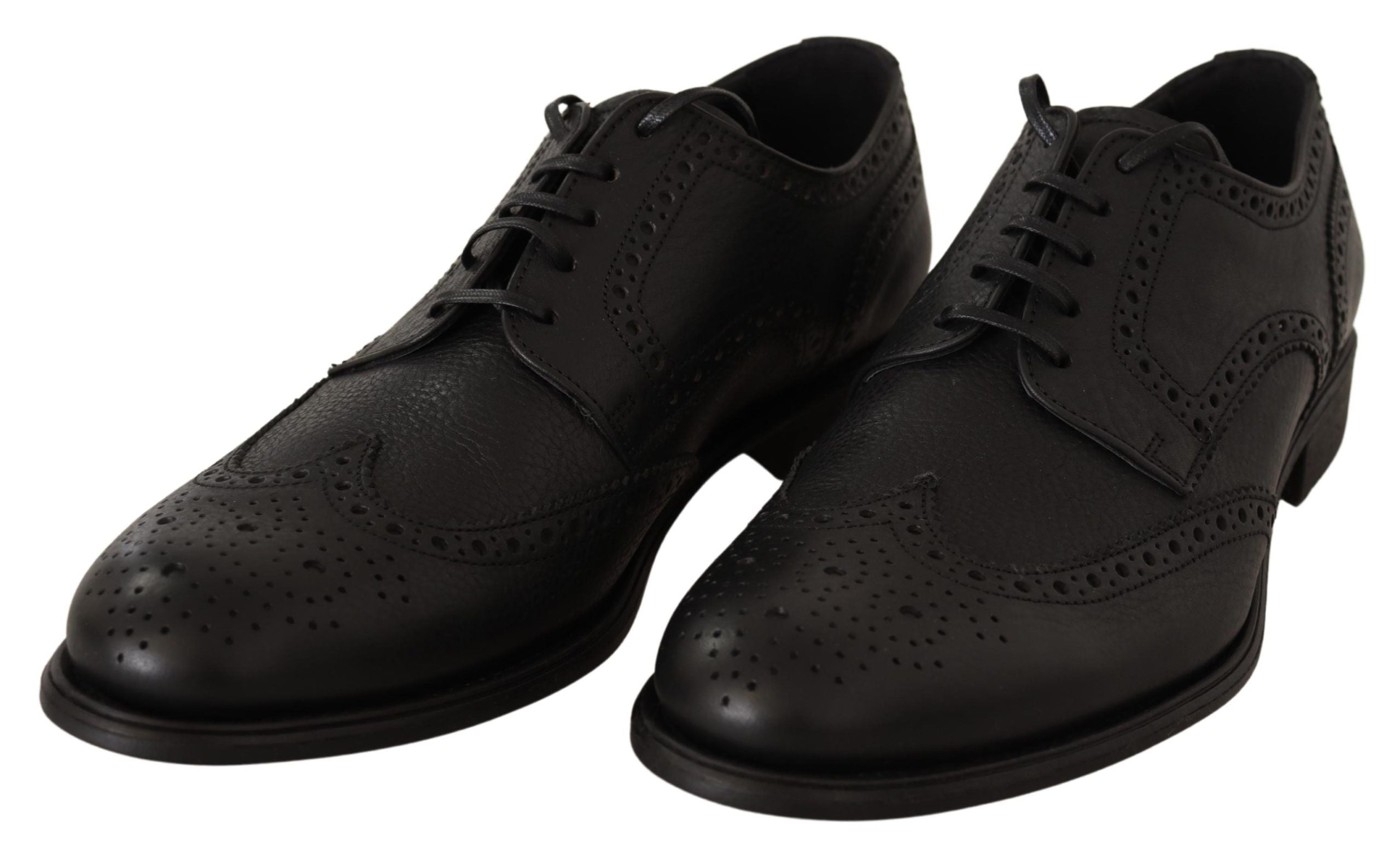 Dolce &amp; Gabbana Елегантни черни кожени обувки дерби Wingtip