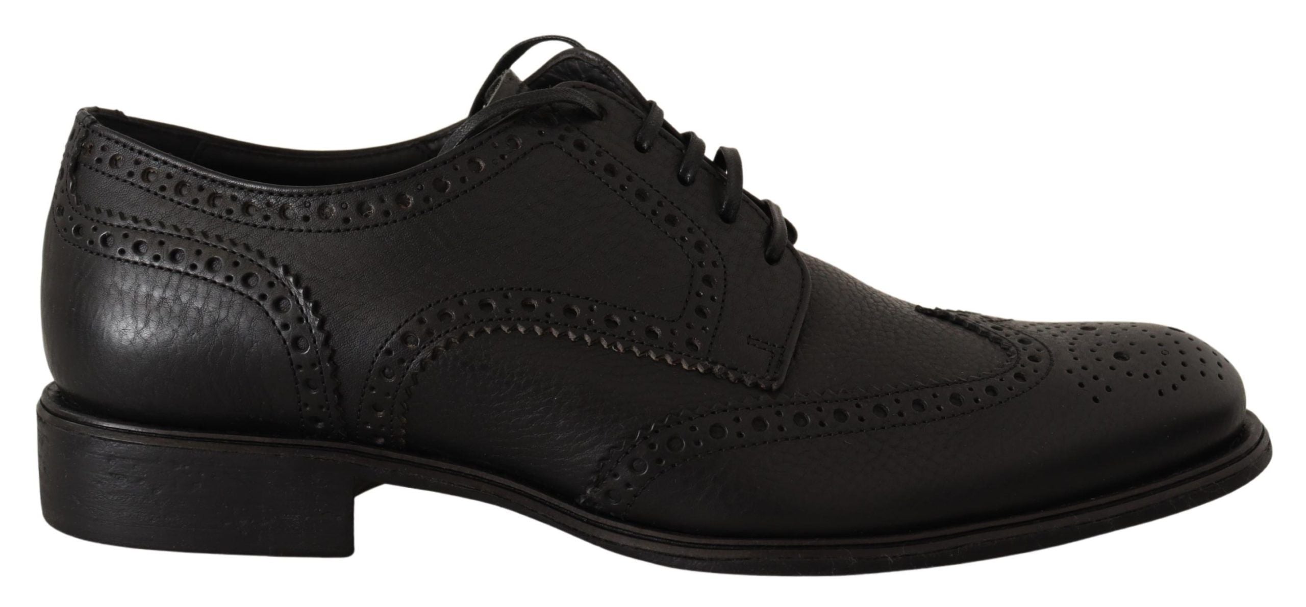 Dolce &amp; Gabbana Елегантни черни кожени обувки дерби Wingtip