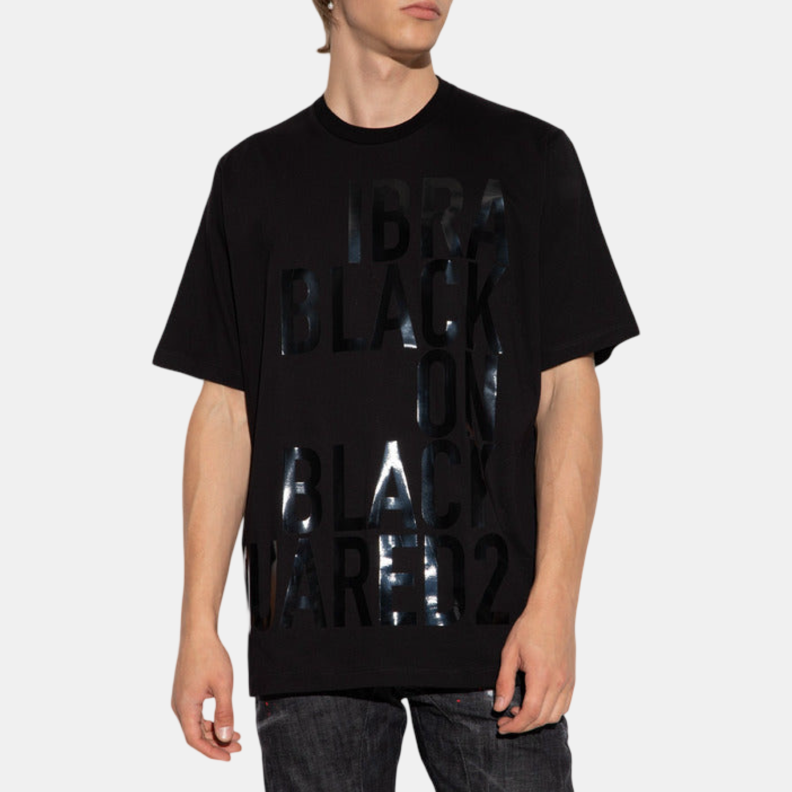 Мъжка черна тениска Dsquared2 x Ibrahimović Men T-Shirt Side View