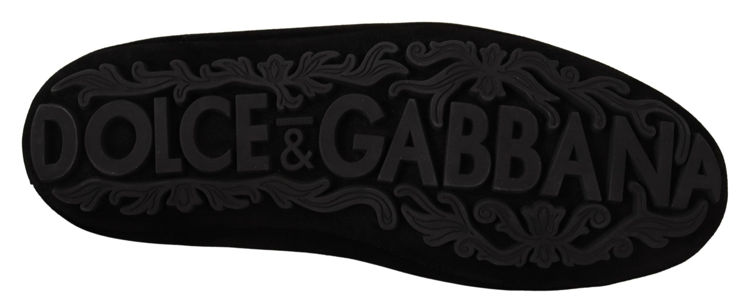 Dolce &amp; Gabbana Елегантни черни кожени мокасини със златна бродерия