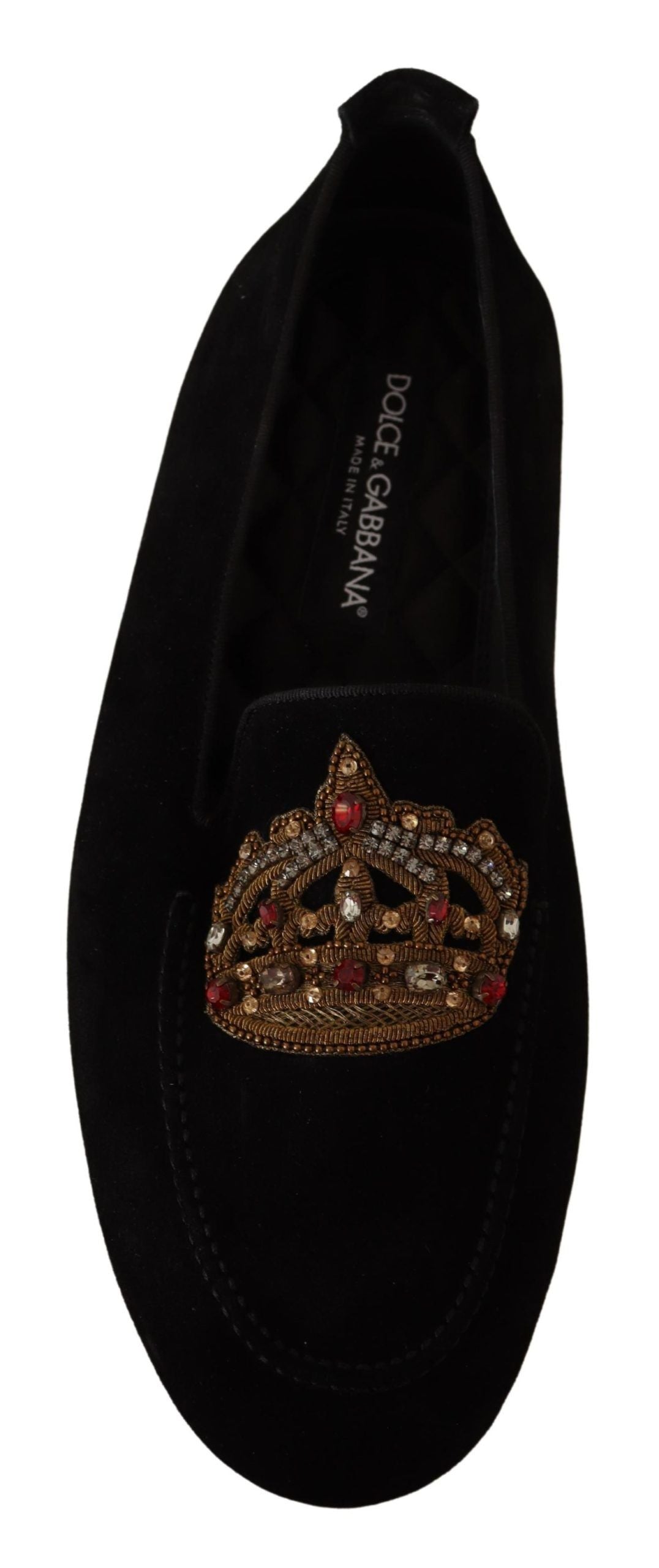 Dolce &amp; Gabbana Елегантни черни кожени мокасини със златна бродерия