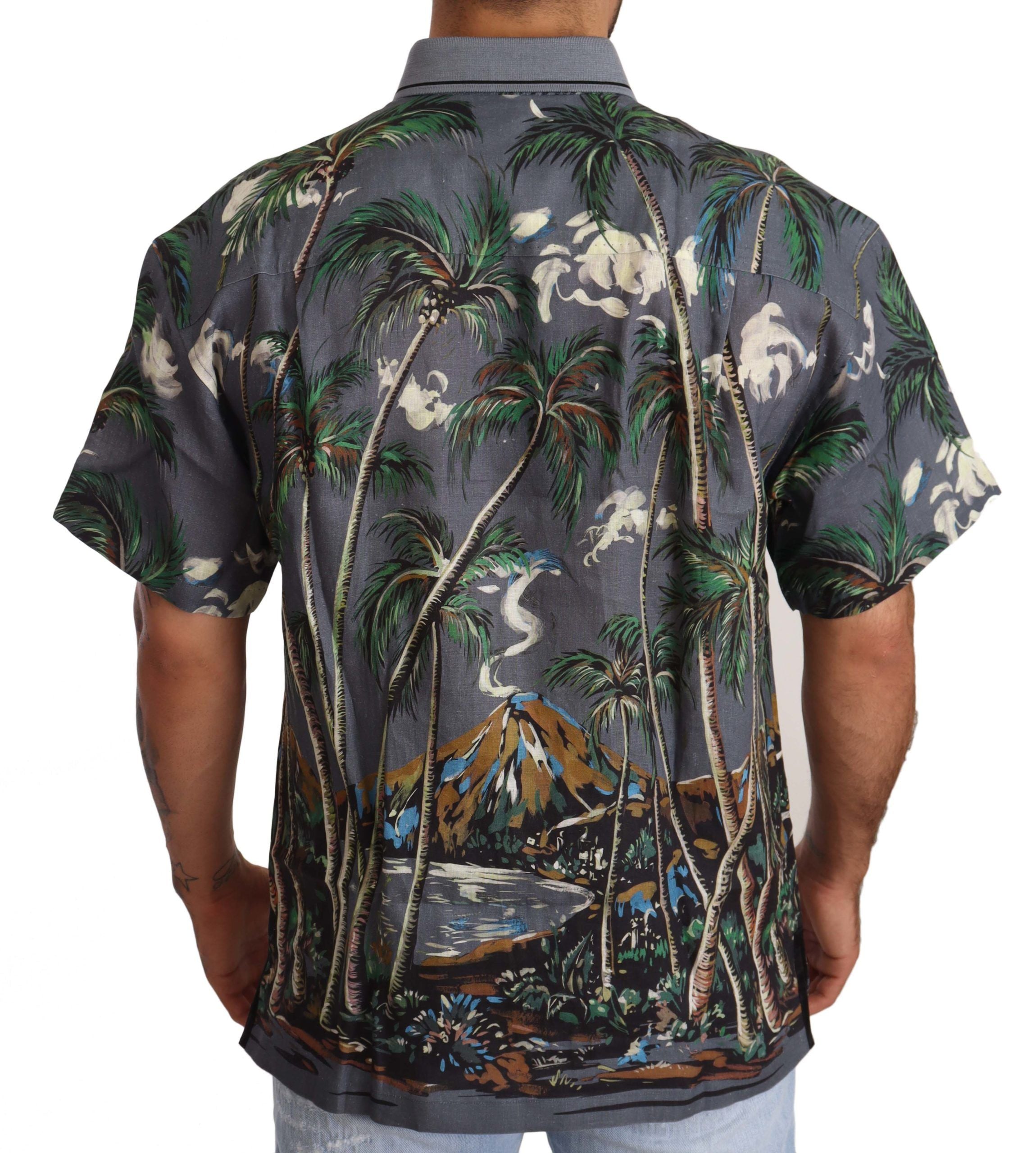 Мъжка риза Dolce &amp; Gabbana Tropical Elegance Lenen Silk