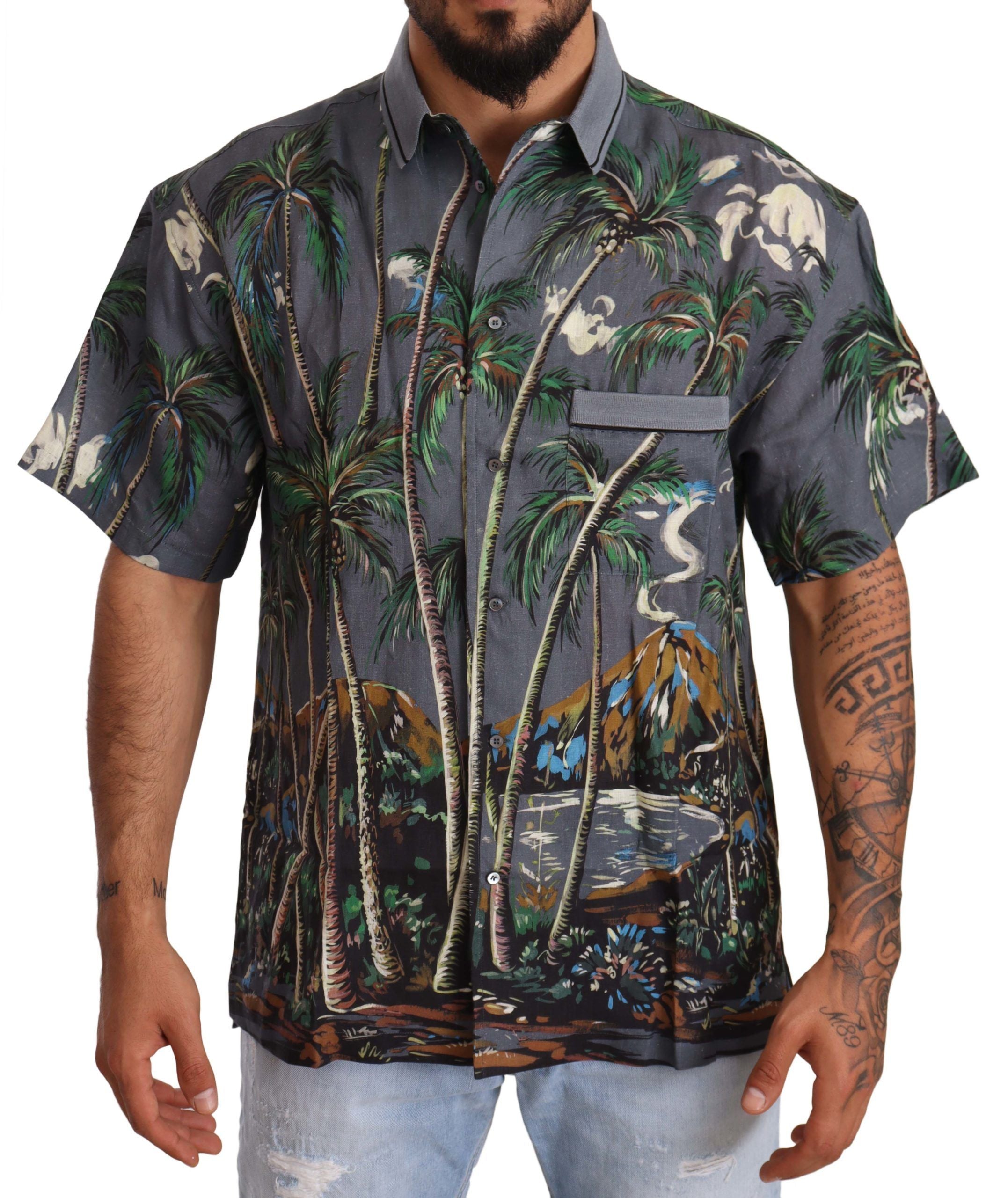 Мъжка риза Dolce &amp; Gabbana Tropical Elegance Lenen Silk