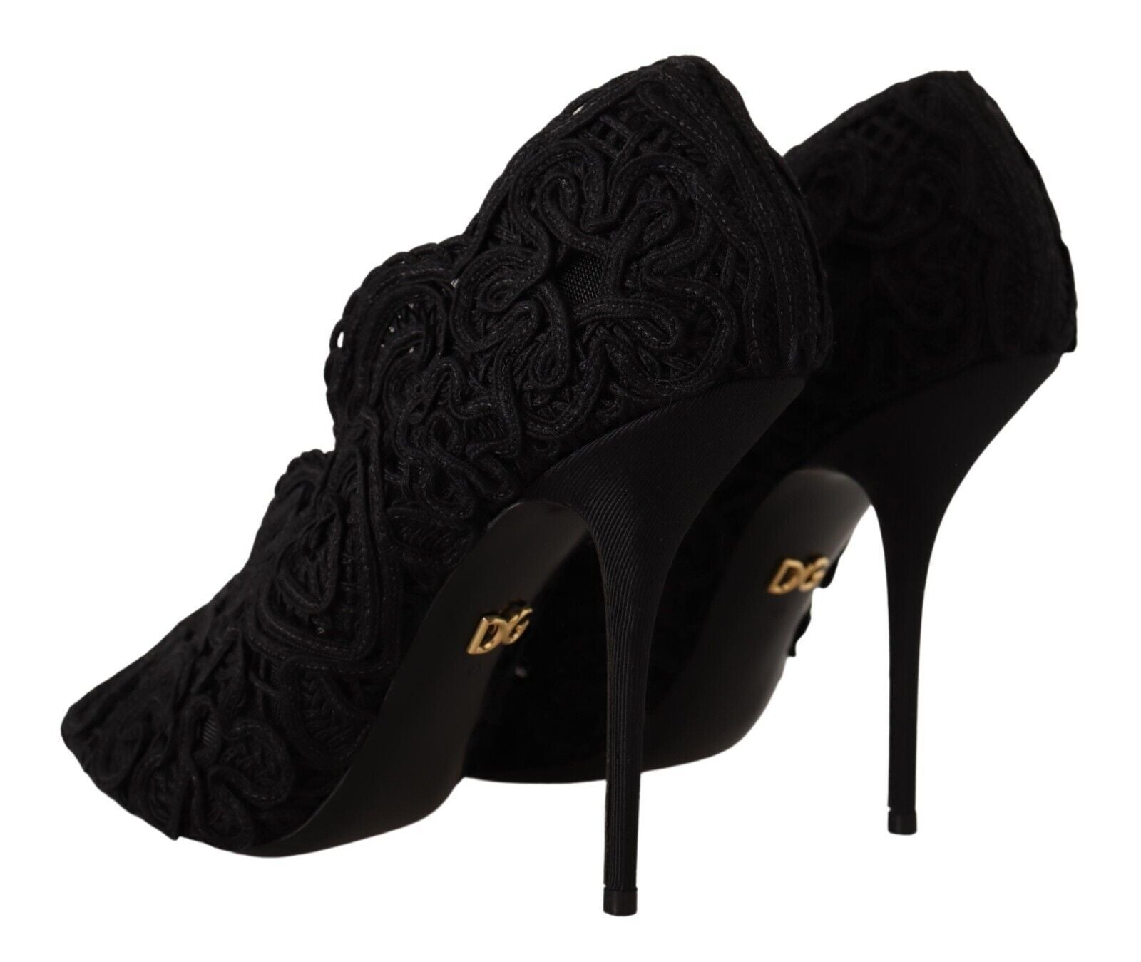 Dolce &amp; Gabbana Елегантни черни дантелени високи обувки