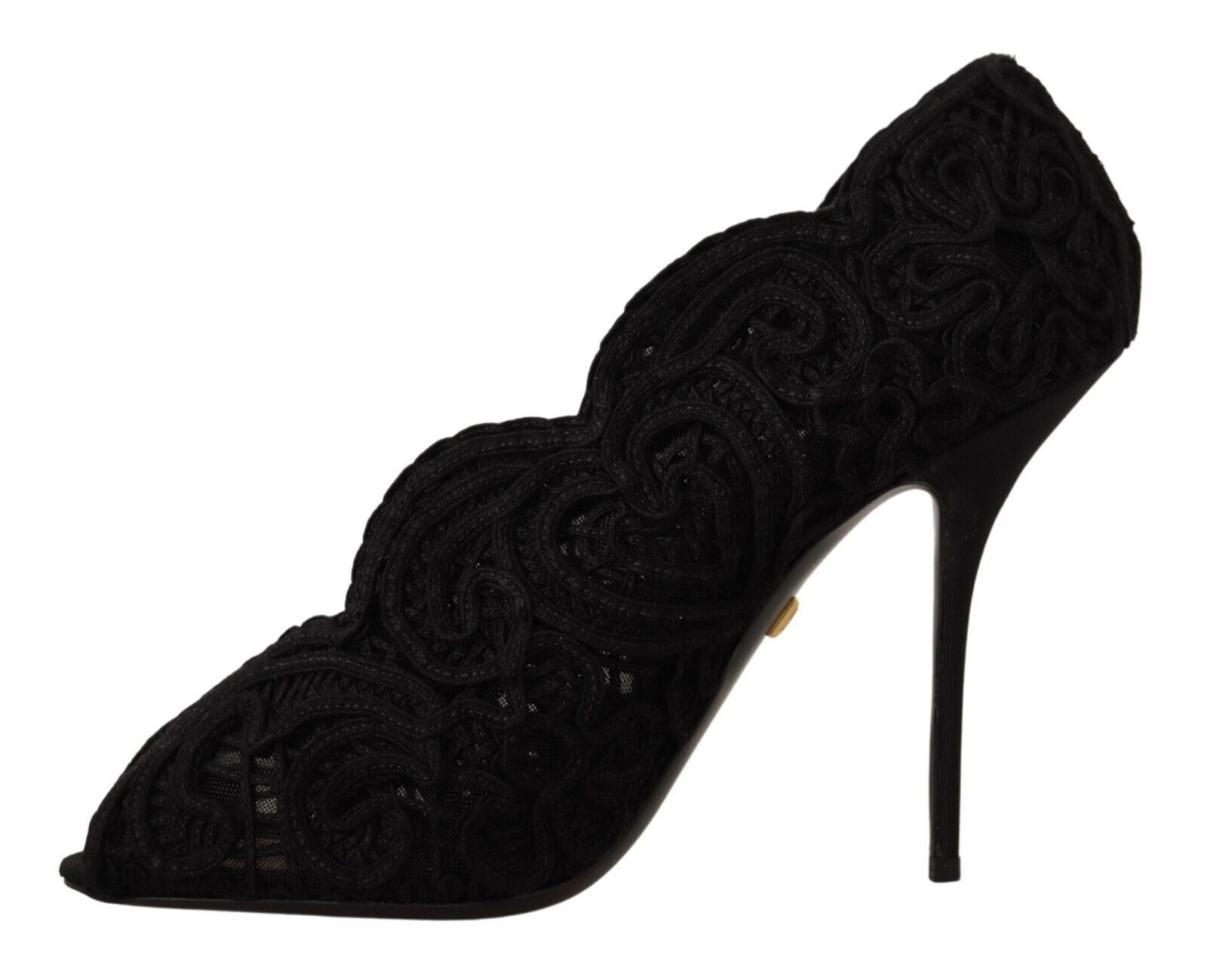Dolce &amp; Gabbana Елегантни черни дантелени високи обувки