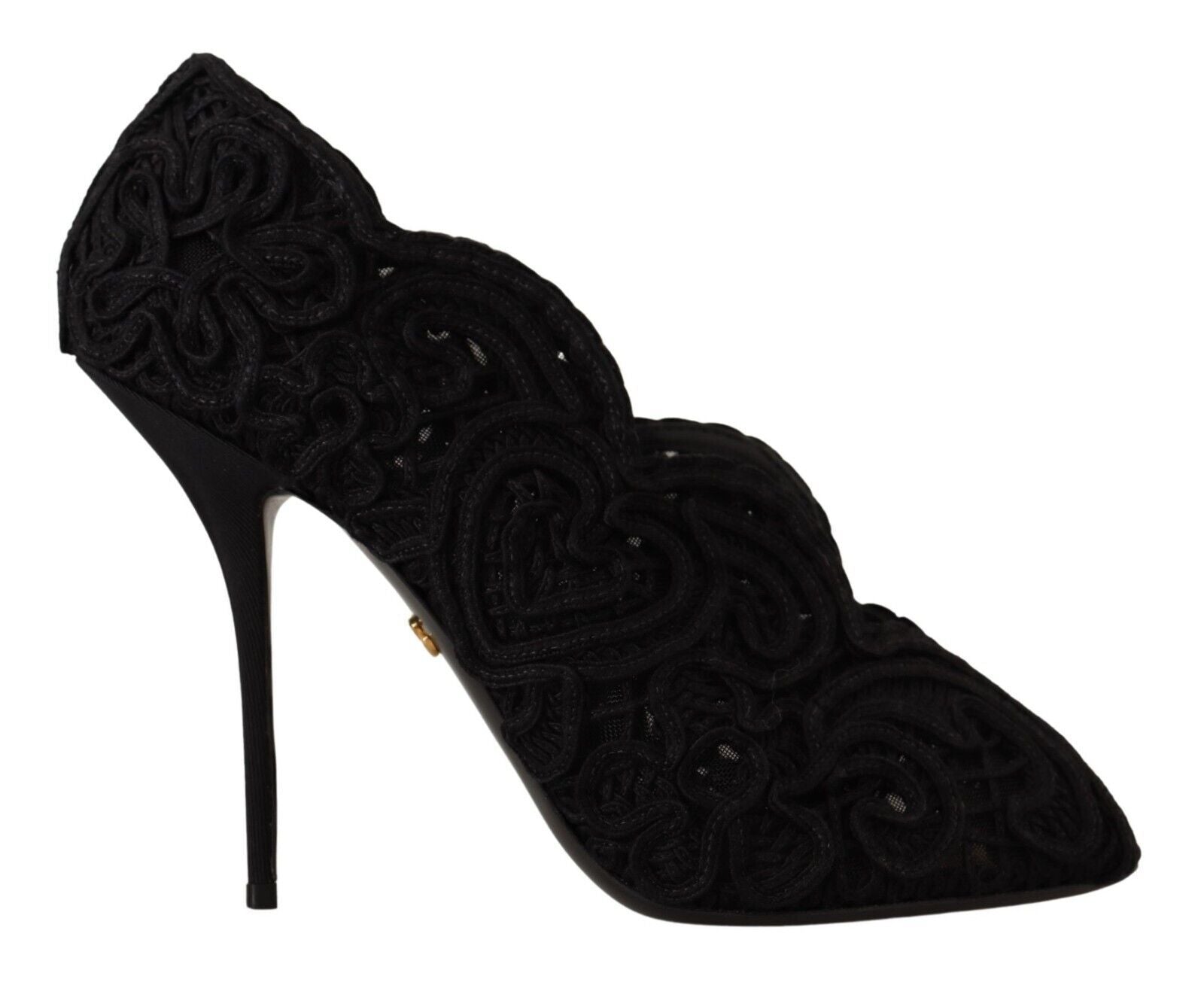 Dolce &amp; Gabbana Елегантни черни дантелени високи обувки