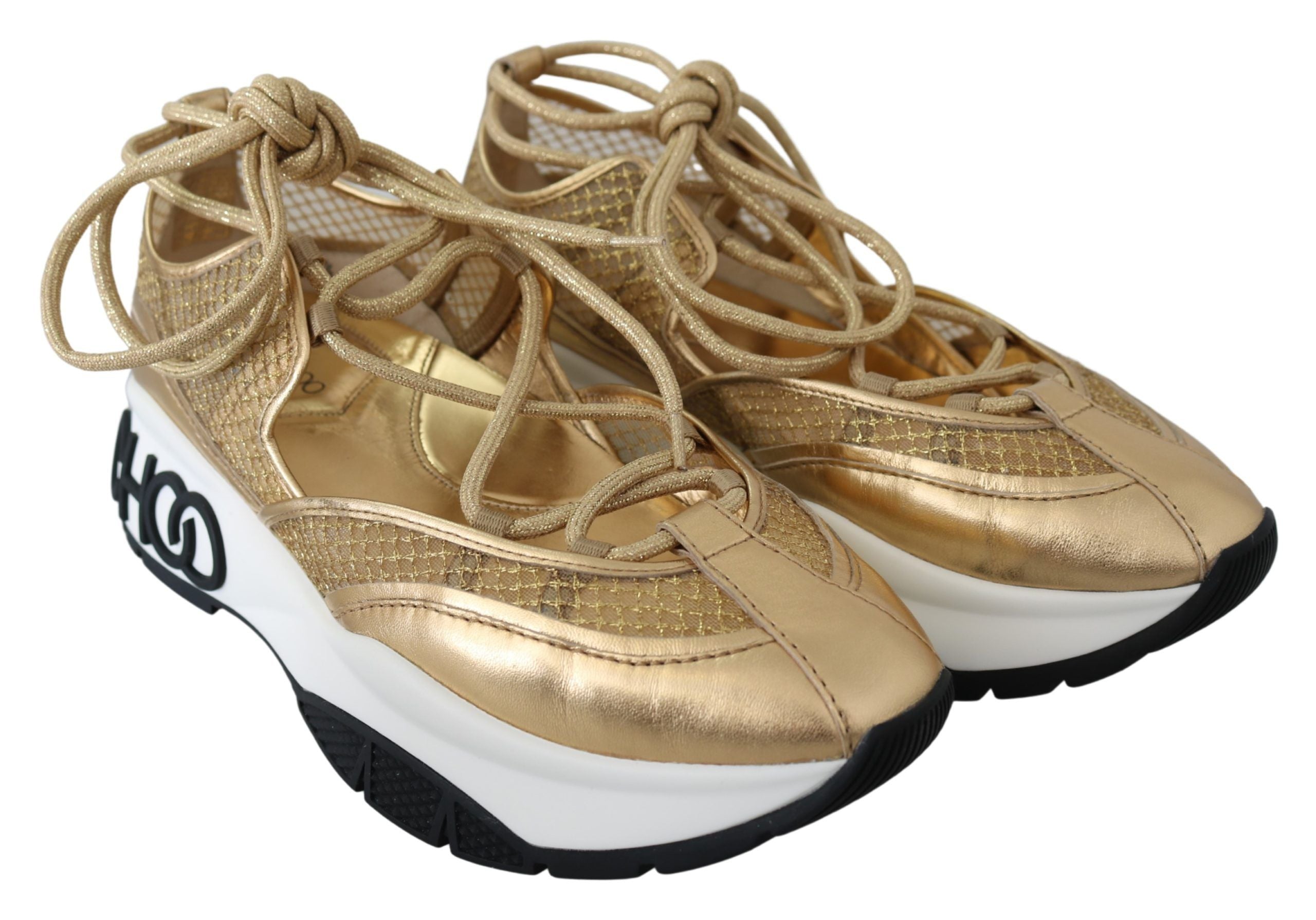 Мрежести кожени маратонки Jimmy Choo Golden Glamour