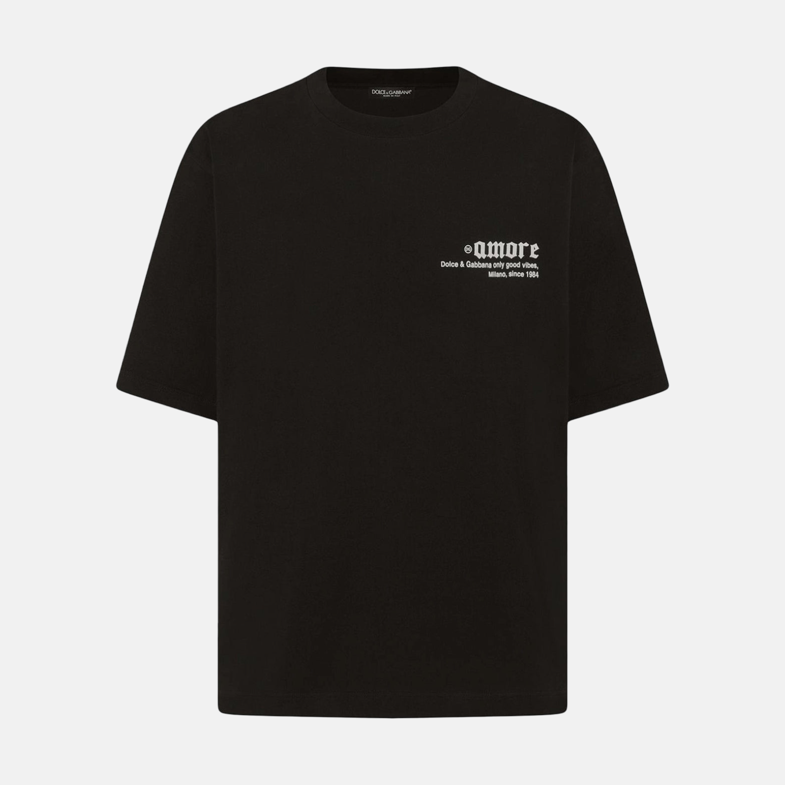 Мъжка черна тениска Dolce & Gabbana Good Vibes Men T-shirt G8MY9Z HU7F0