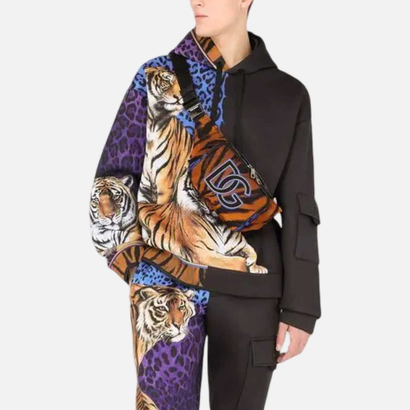Dolce & Gabbana Brown Tiger Print Waist Bag Model View